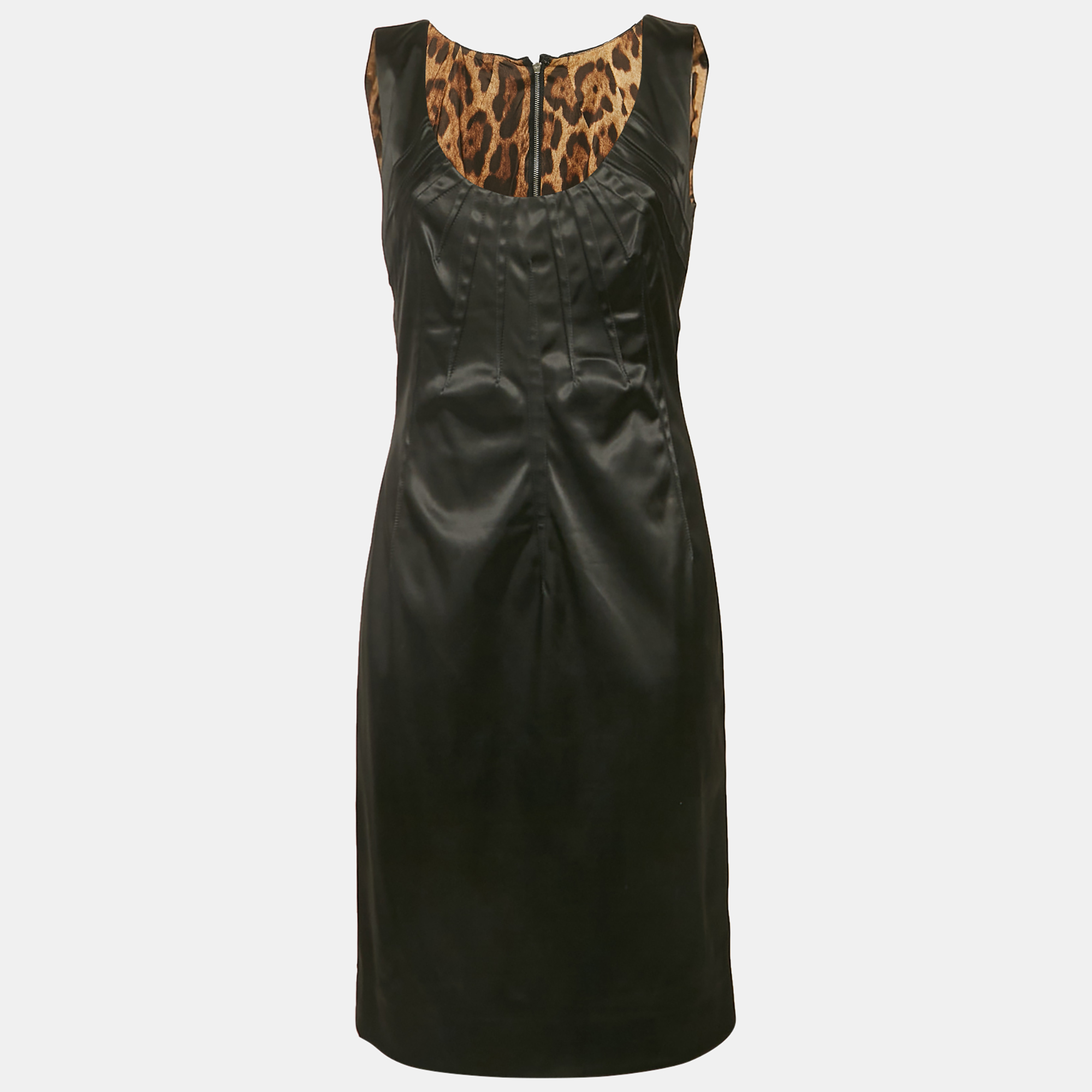 

Dolce & Gabbana Black Stretch Satin Scoop Neck Mini Dress L