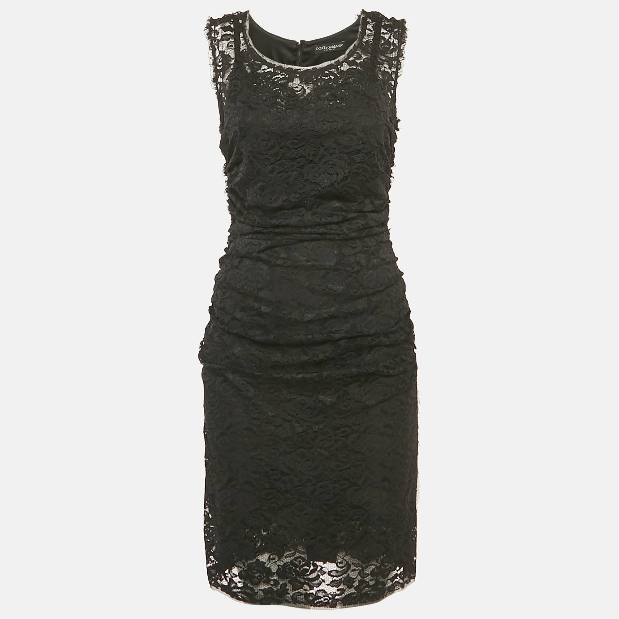 

Dolce & Gabbana Black Lace Draped Sleeveless Short Dress M