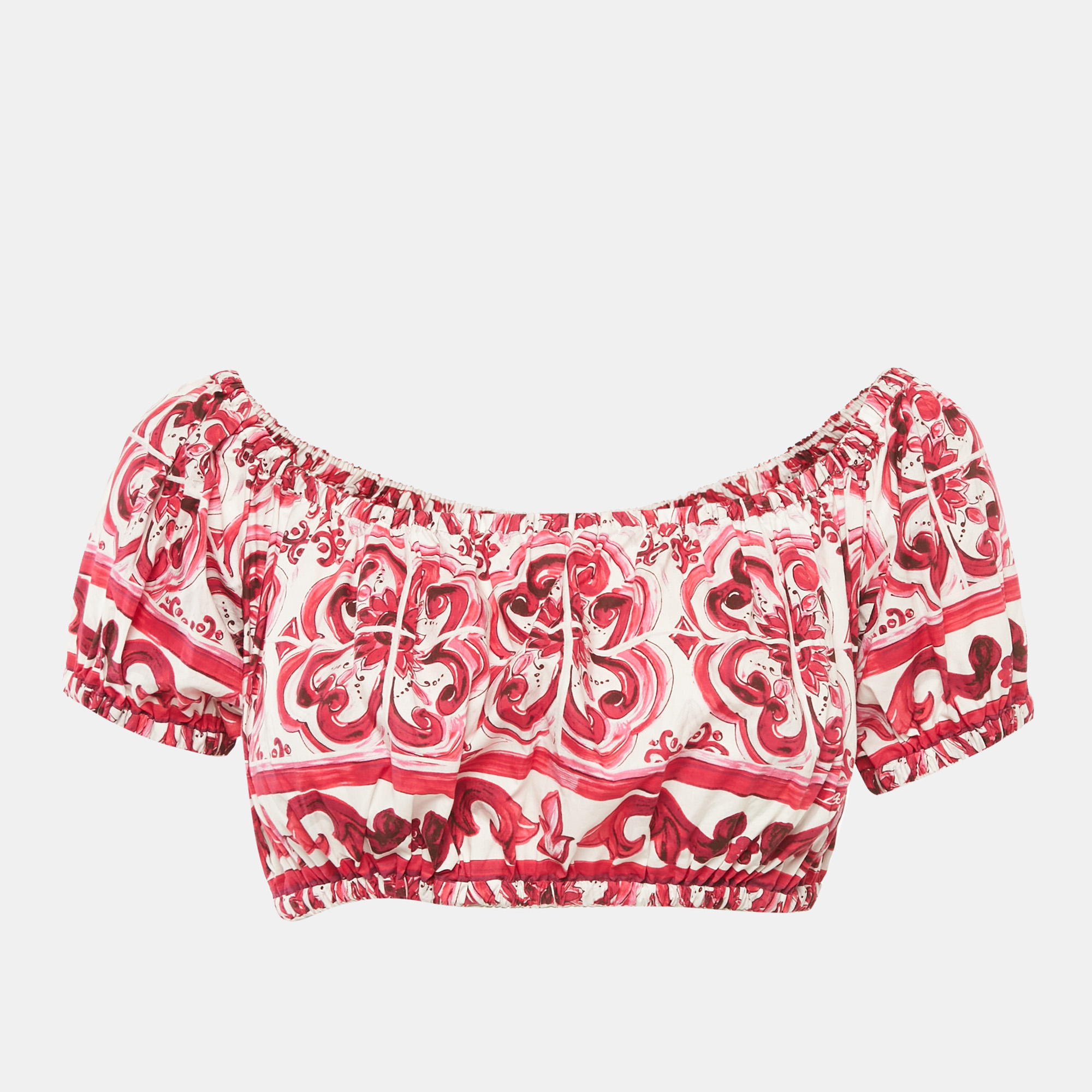 

Dolce & Gabbana Pink Printed Cotton Crop Top S