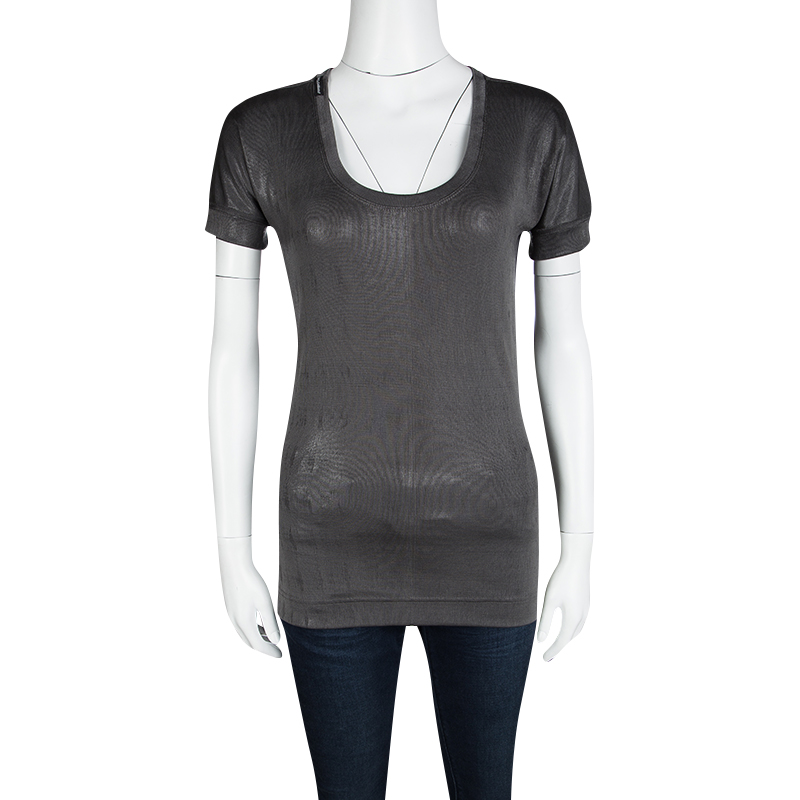 

Dolce & Gabbana Metallic Grey Short Sleeve Stretch Top