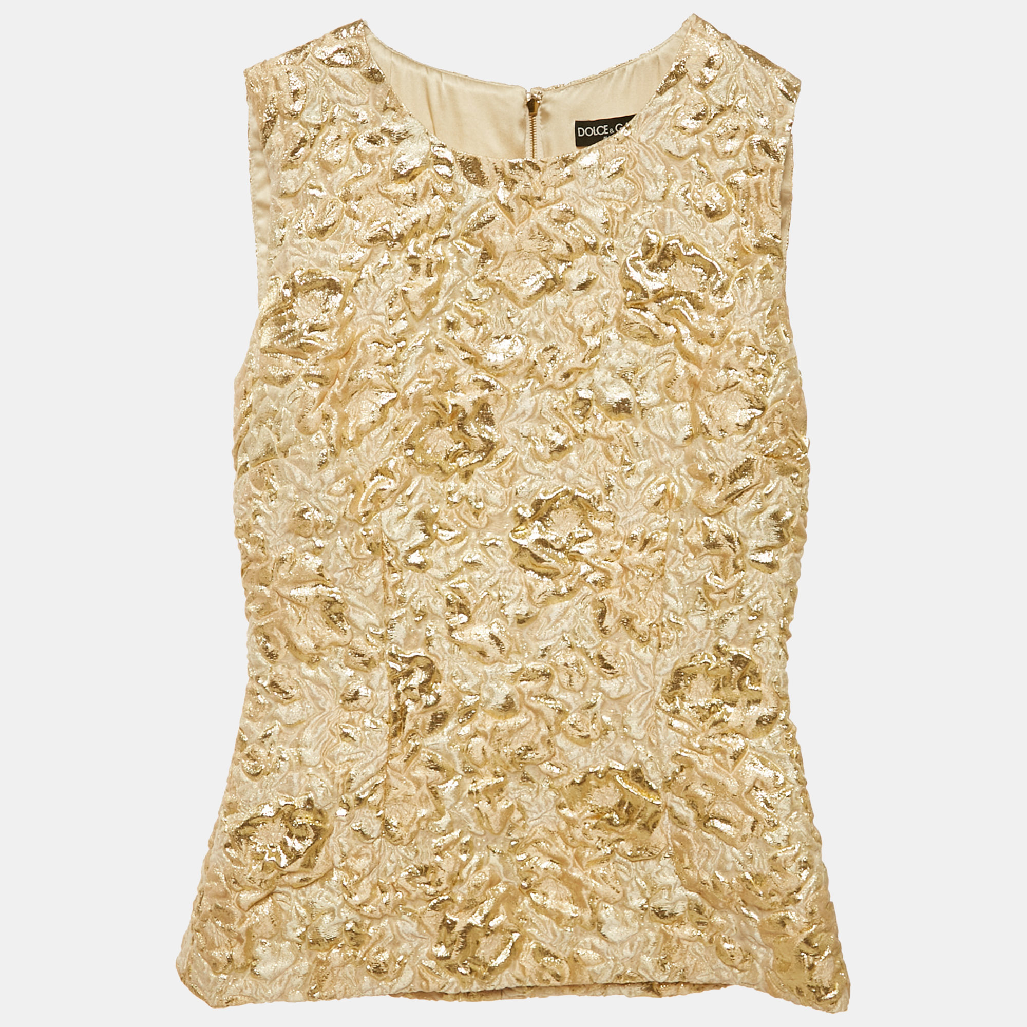 

Dolce & Gabbana Gold Textured Lurex Sleeveless Blouse XS