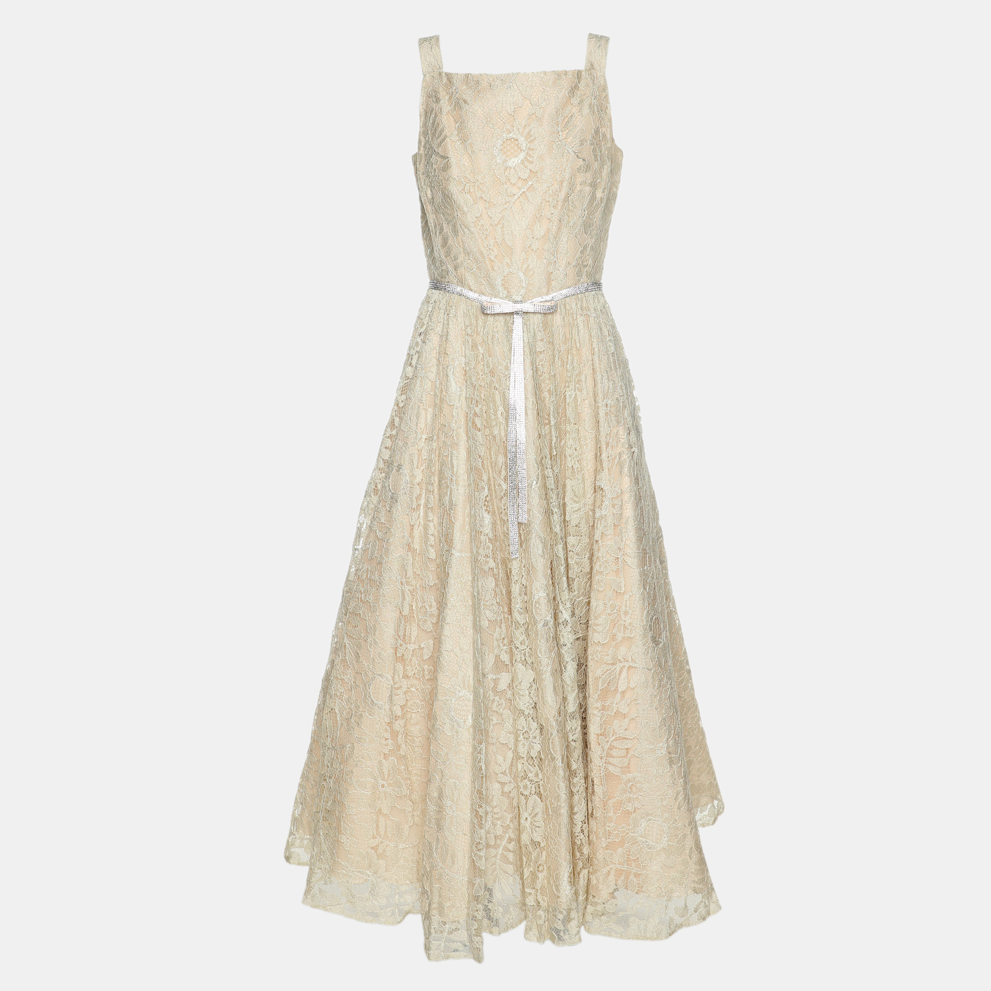 

Dolce & Gabbana Beige Lace Maxi Dress S