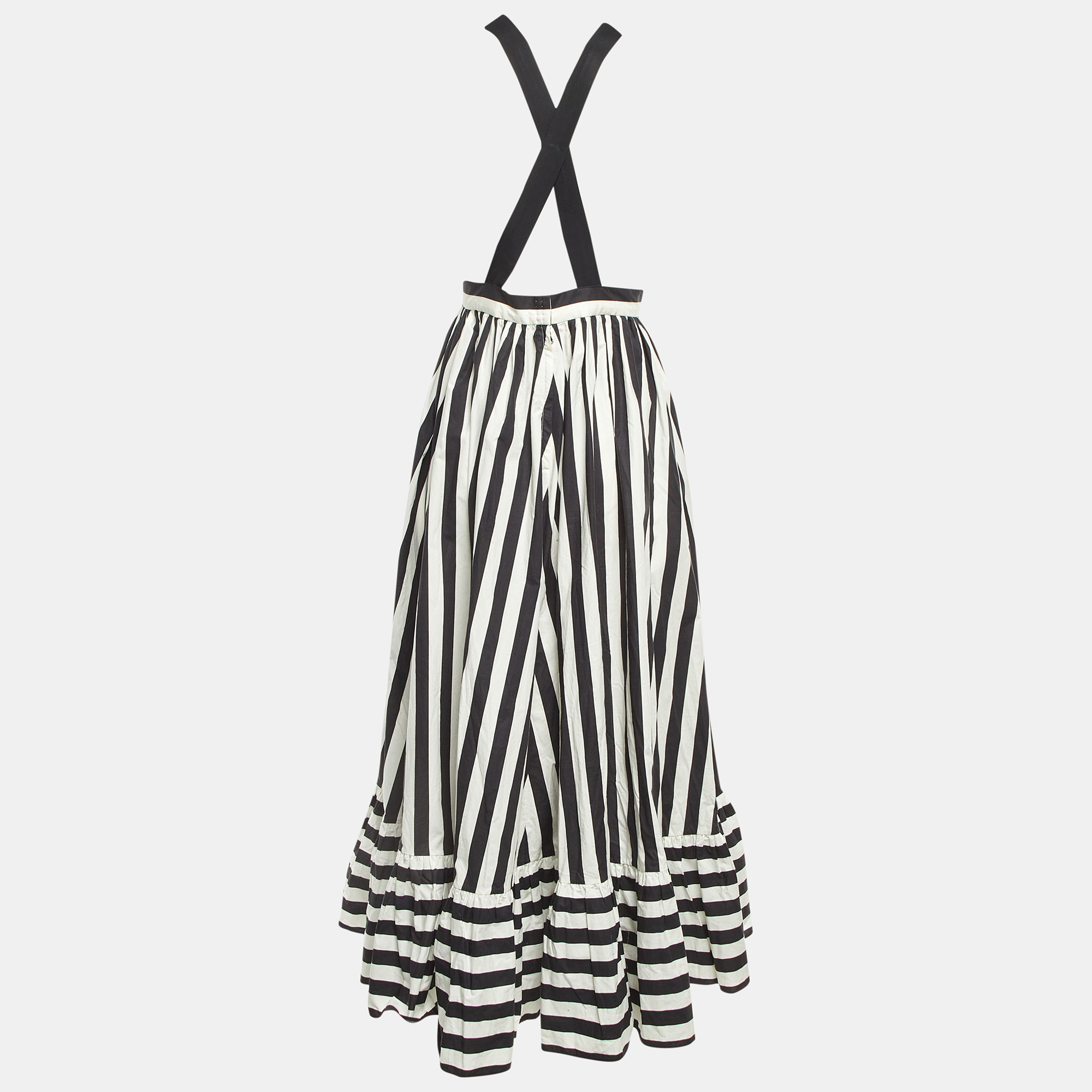 

Dolce & Gabbana Black/White Striped Cotton Shoulder Strap Long Dress S