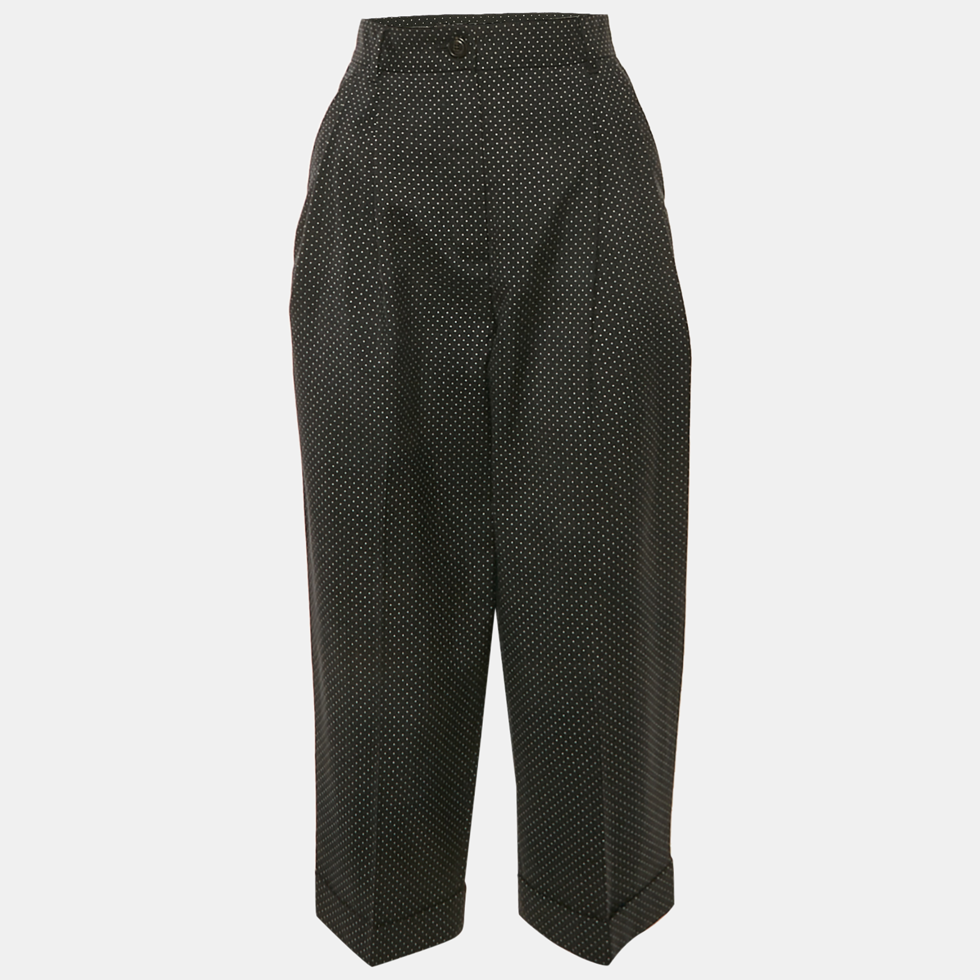 

Dolce & Gabbana Black Dots Print Wool Pleated Culottes XS
