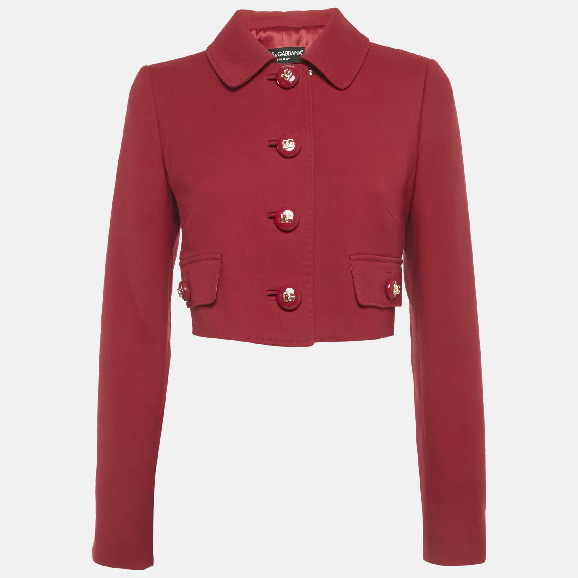 

Dolce & Gabbana Red Wool Button Front Cropped Jacket M