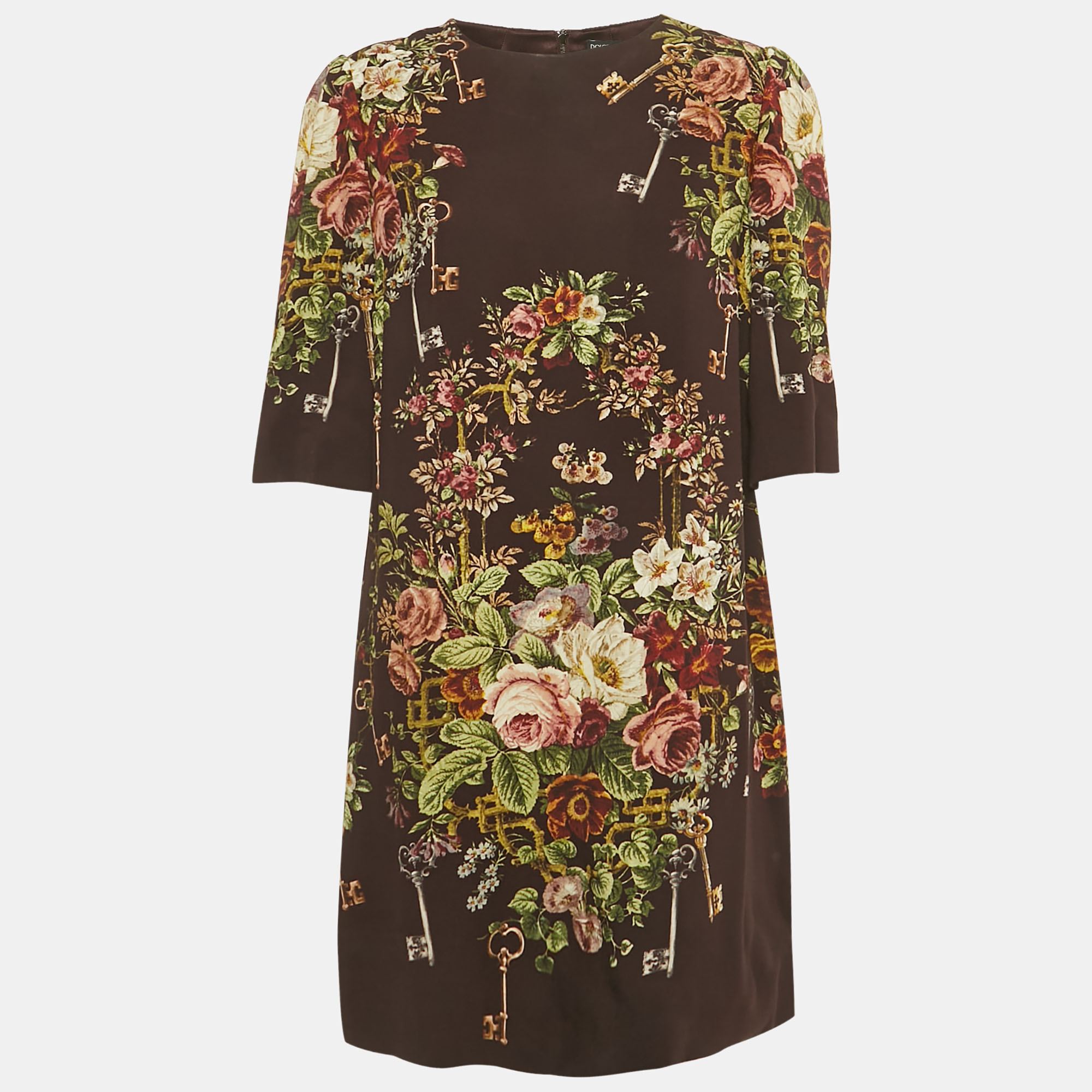 

Dolce & Gabbana Burgundy Floral Print Crepe Short Dress L