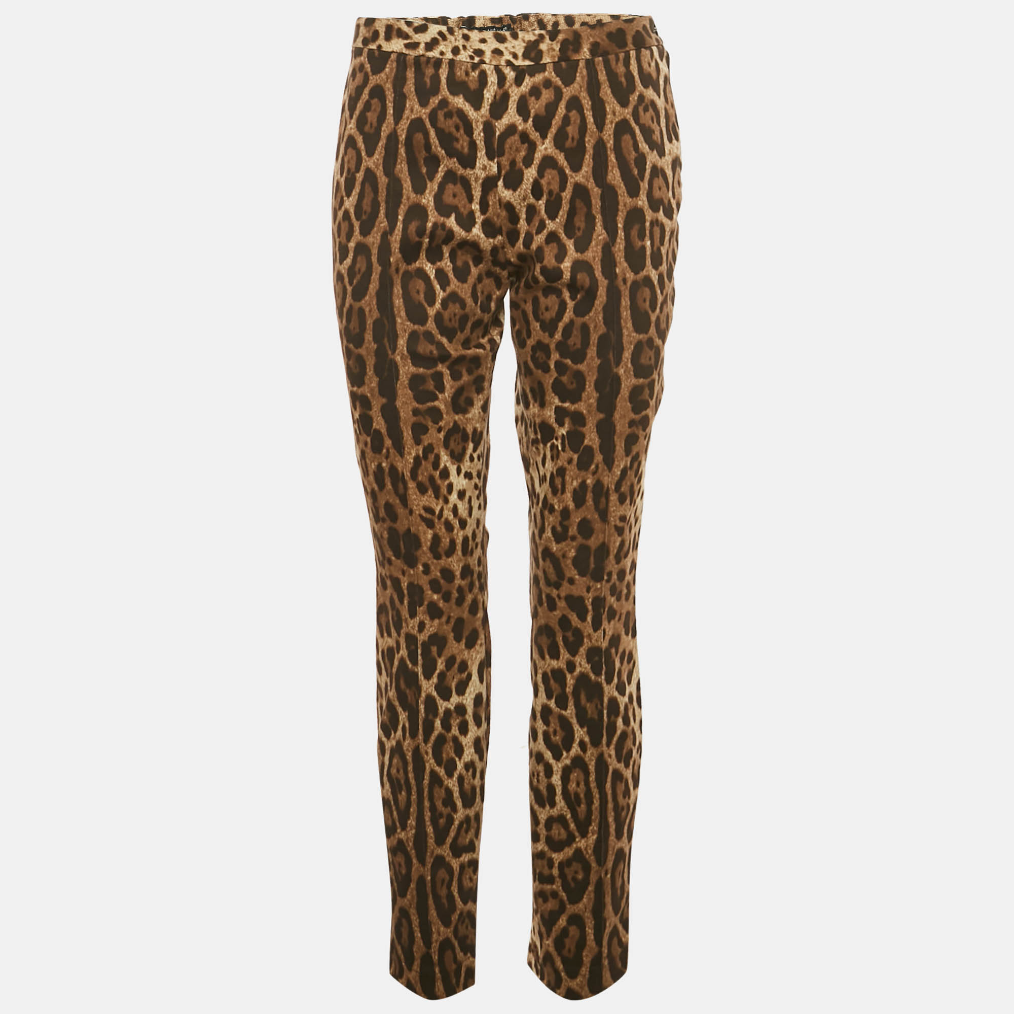 

Dolce & Gabbana Brown Leopard Print Cotton Trousers L