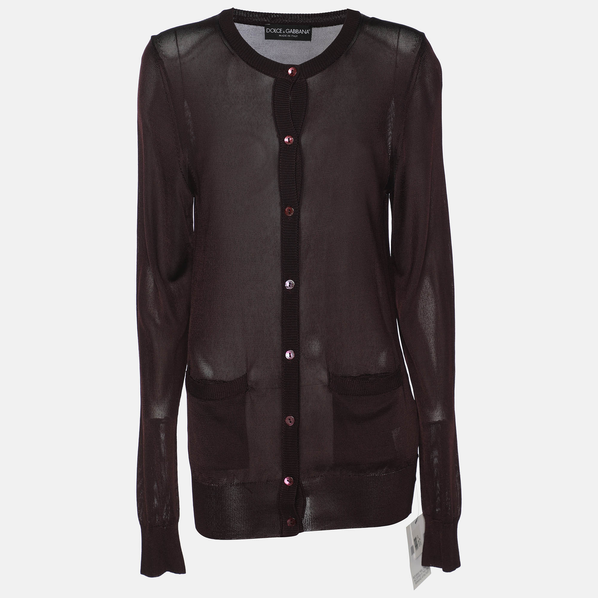 

Dolce & Gabbana Brown Knit Fabric Long Sleeve Cardigan S