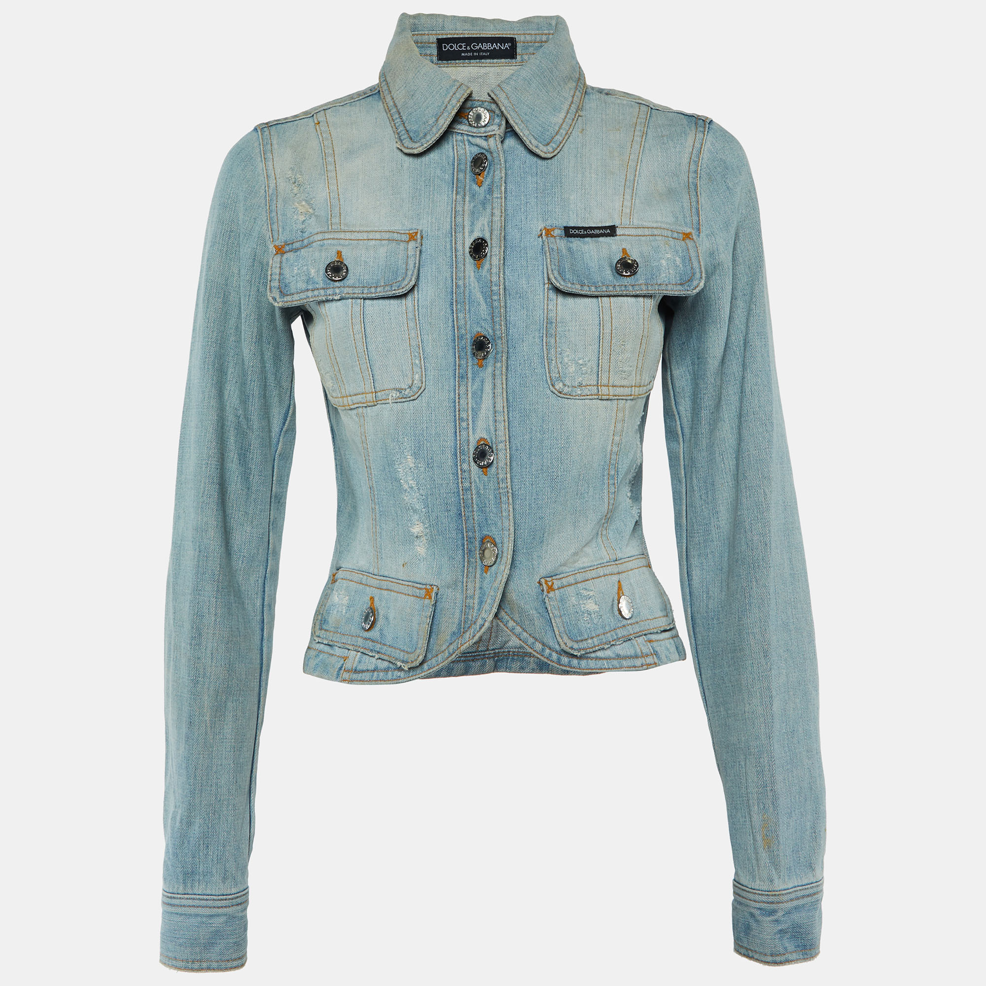 

Dolce & Gabbana Blue Washed Denim Button Front Jacket S