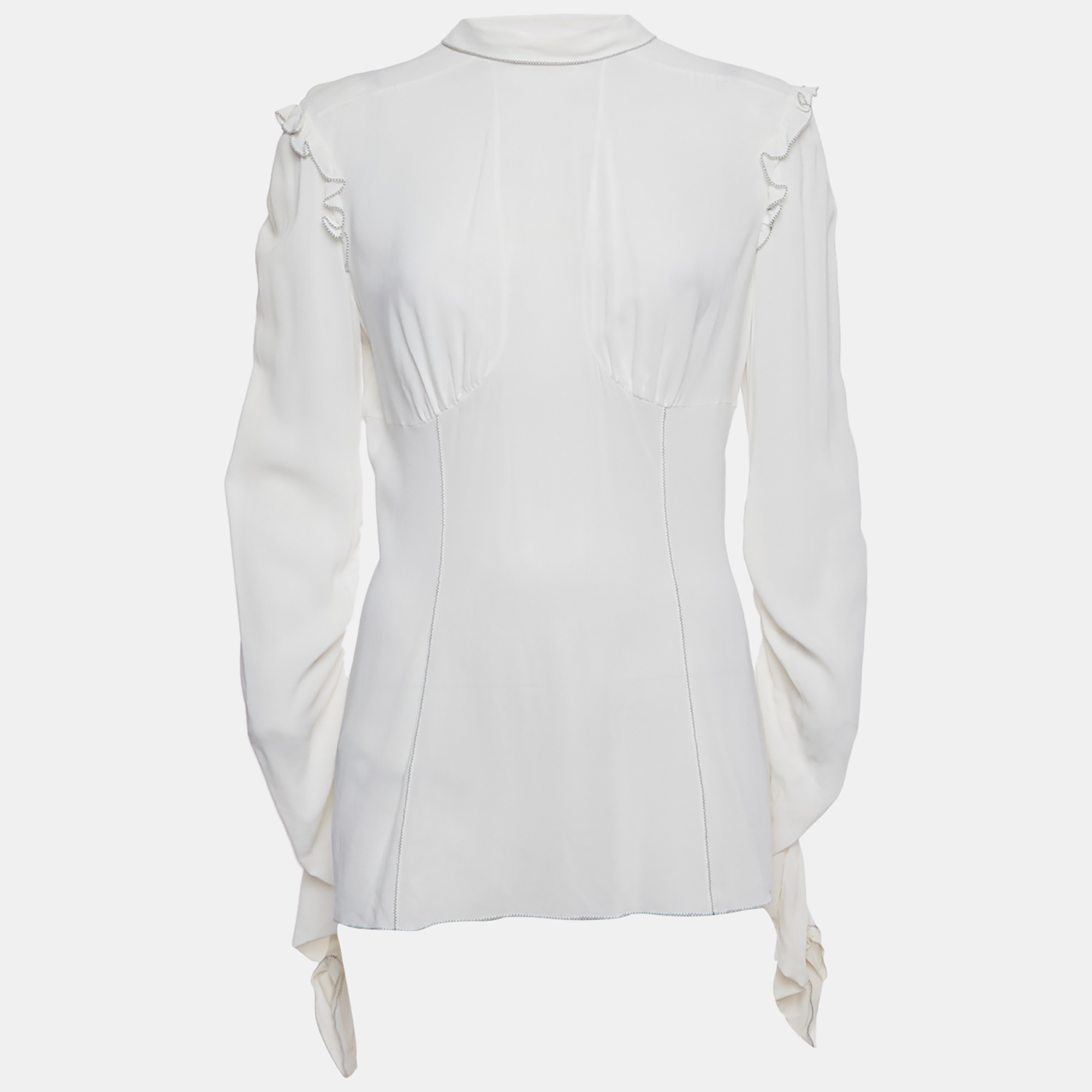 

Dolce & Gabbana White Chiffon Ruffled Blouse L