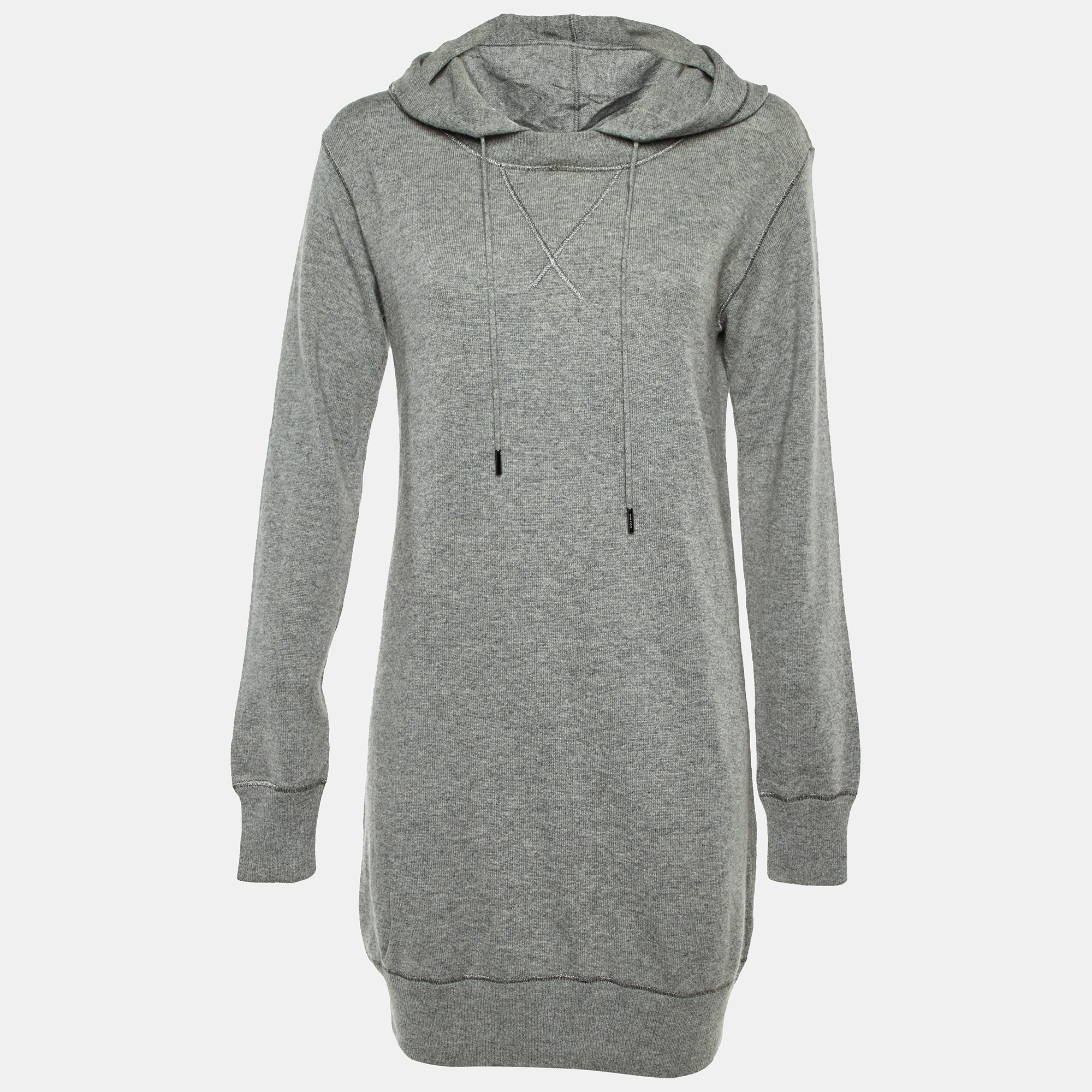 

Dolce & Gabbana Grey Wool Knit Hooded Sweater Dress S