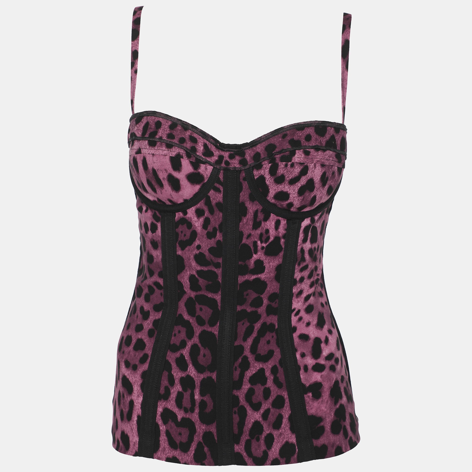 

Dolce & Gabbana Purple/Black Silk Blend Bustier Top M