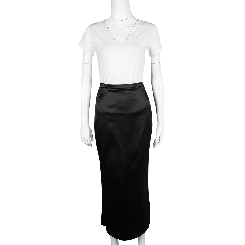 

Dolce & Gabbana Black Satin Midi Skirt