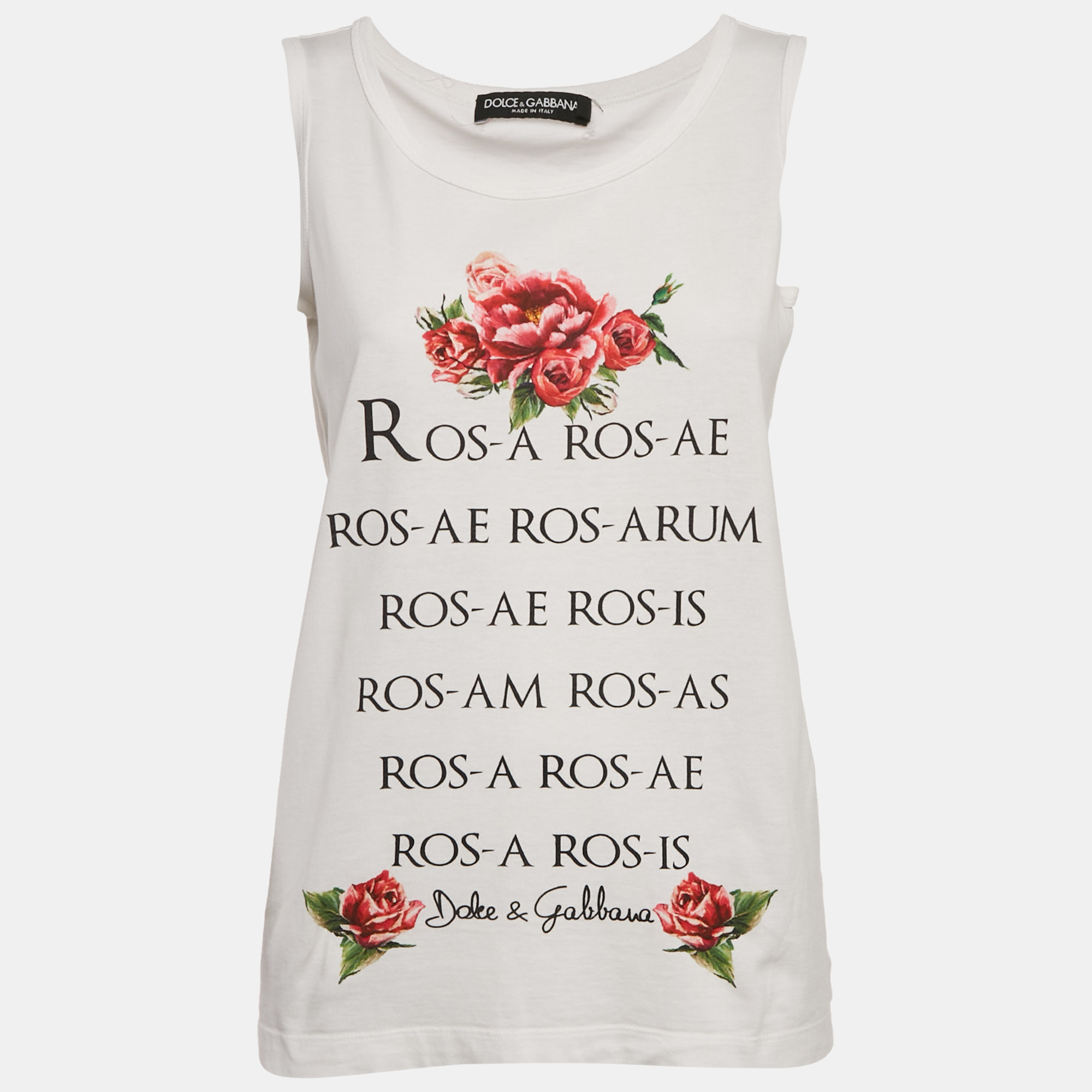 

Dolce & Gabbana White Printed Cotton Tank Top XS