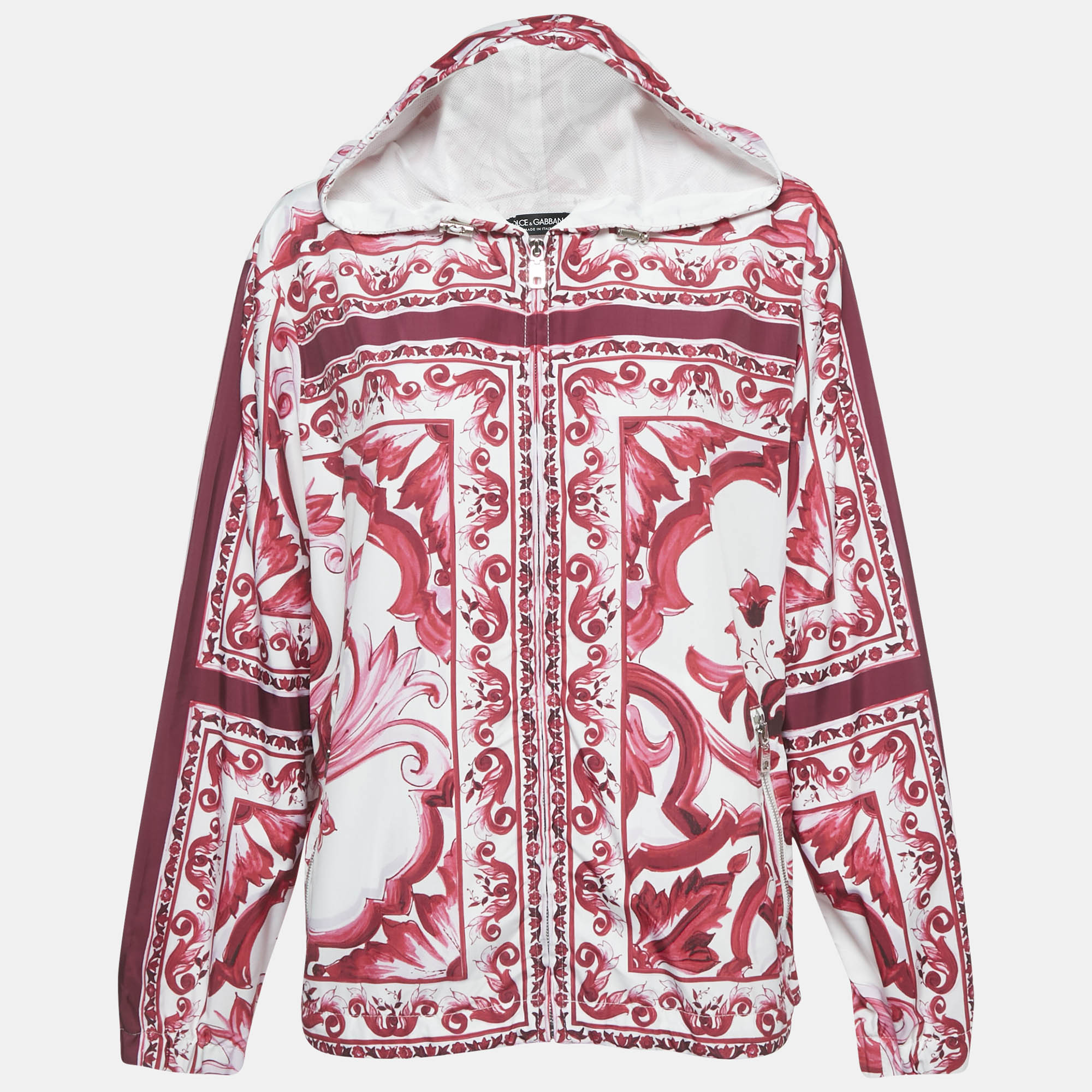 

Dolce & Gabbana Pink Majolica Print Synthetic Cady Zip-Up Jacket S