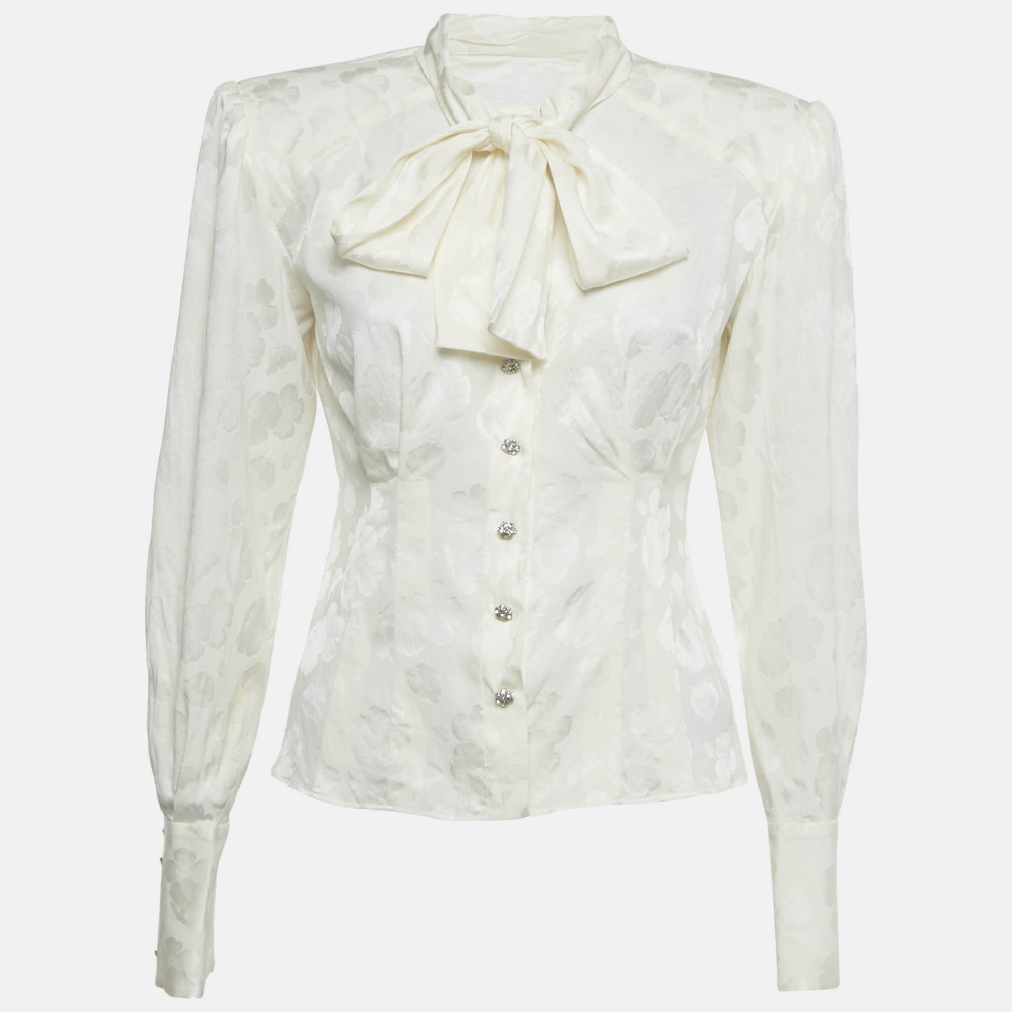 

Dolce & Gabbana Off-White Jacquard Satin Blouse M