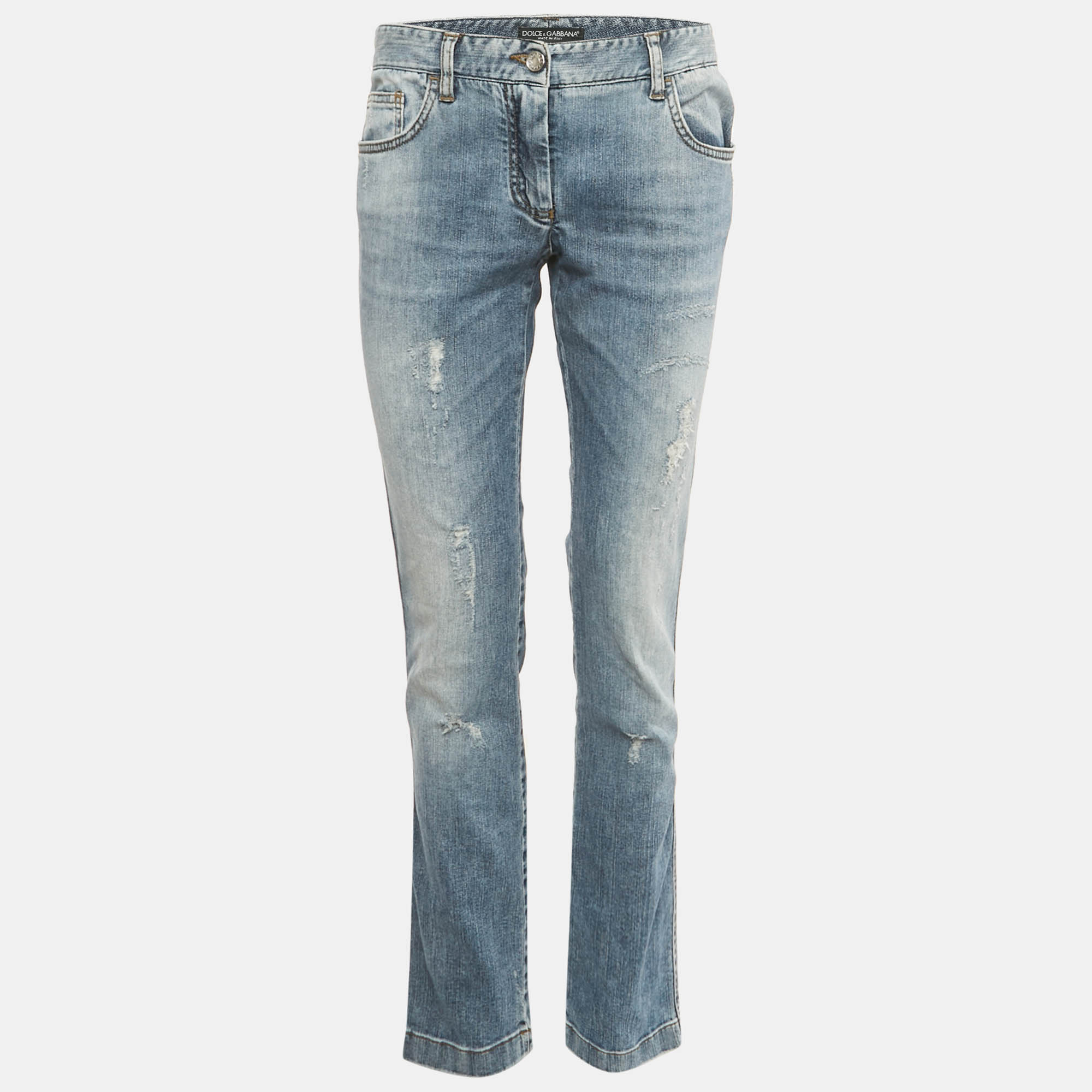Pre-owned Dolce & Gabbana Blue Faded Denim Skinny Jeans M Waist 30"