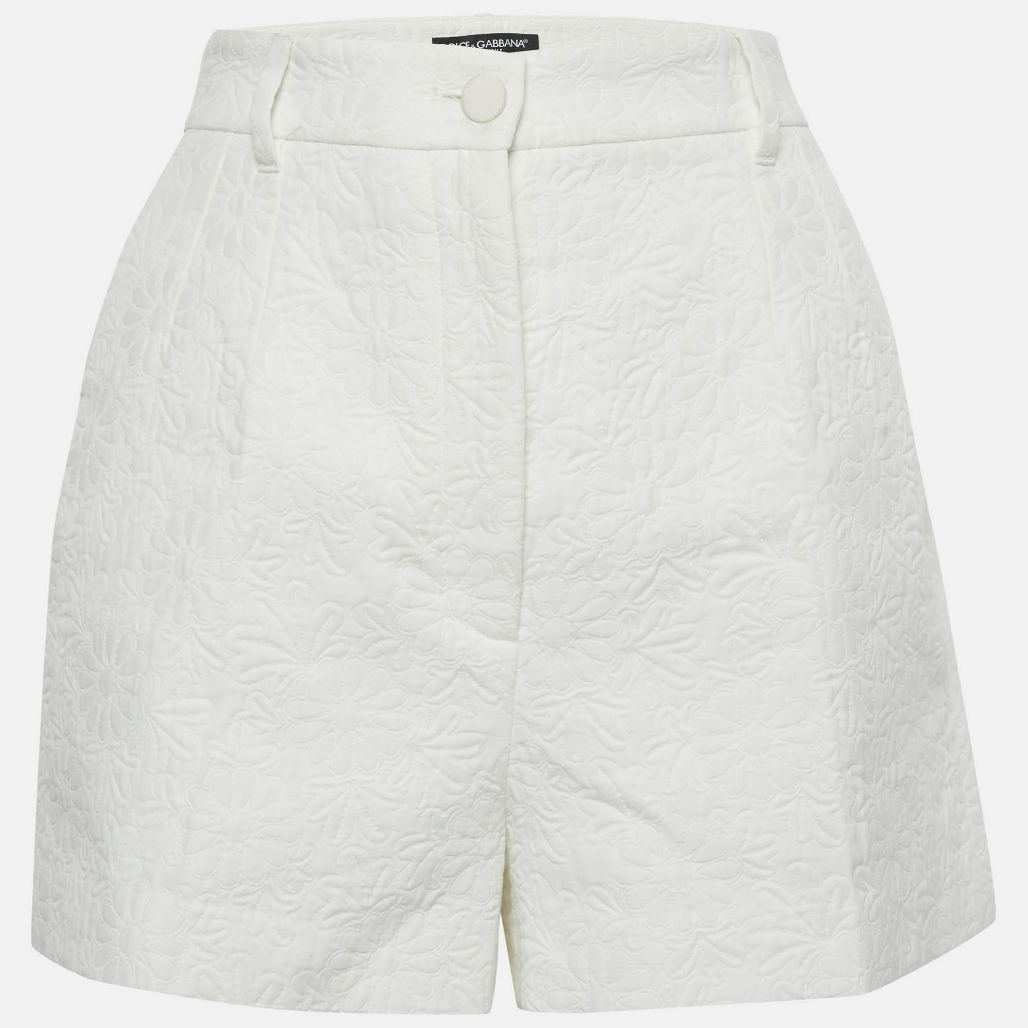 

Dolce & Gabbana White Floral Jacquard Shorts M