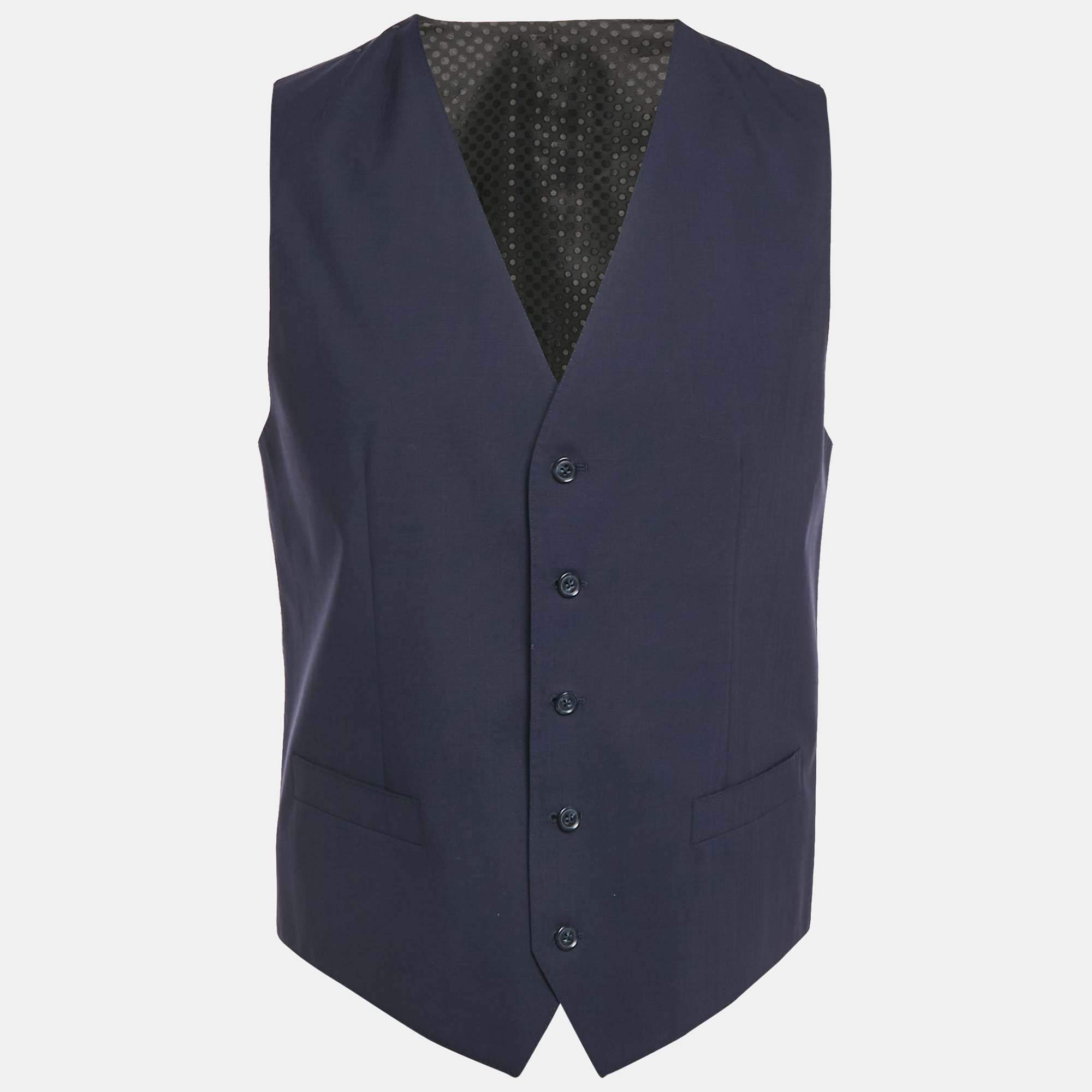Pre-owned Dolce & Gabbana Navy Blue Wool Formal Vest L