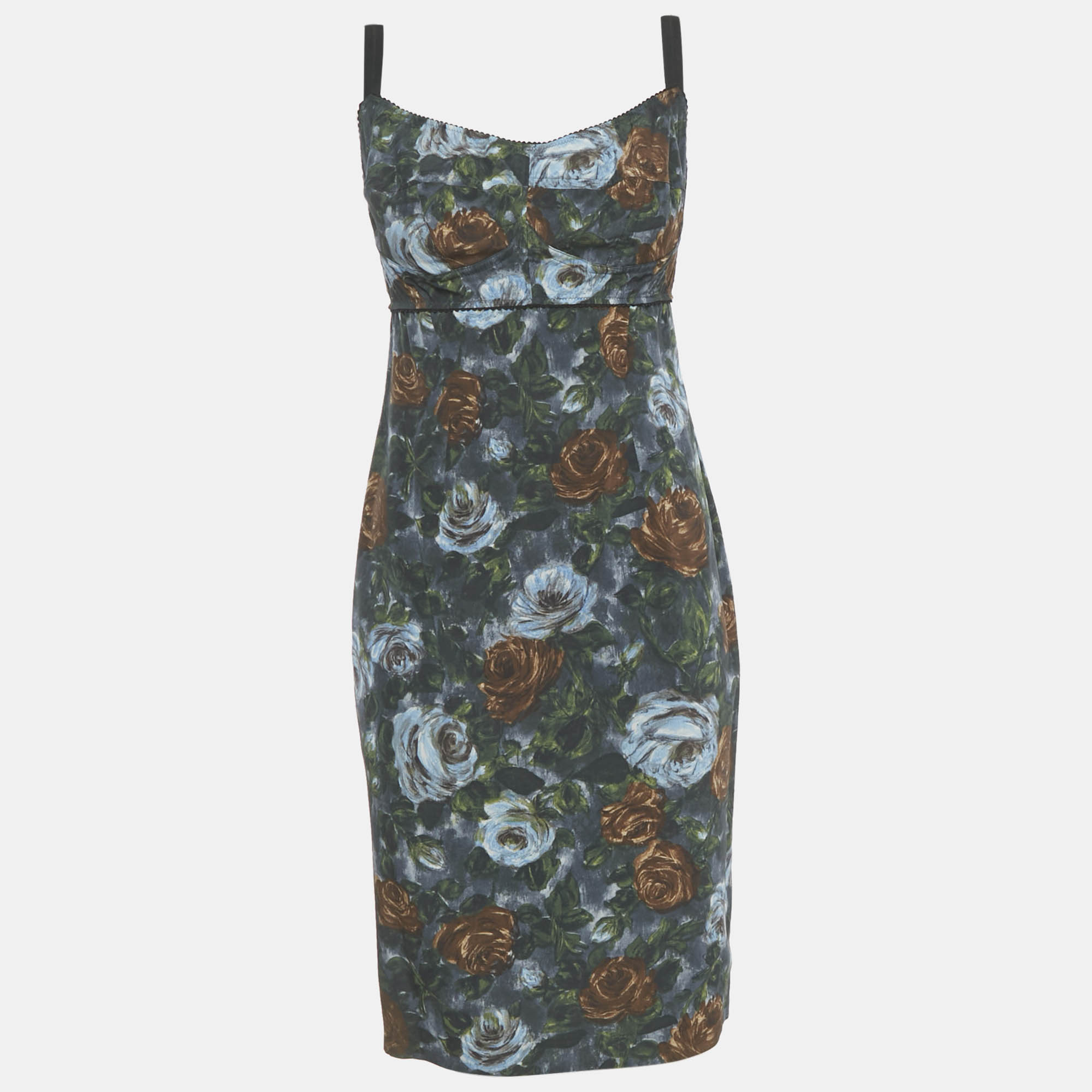 

Dolce & Gabbana Grey Floral Print Crepe Sleeveless Short Dress M