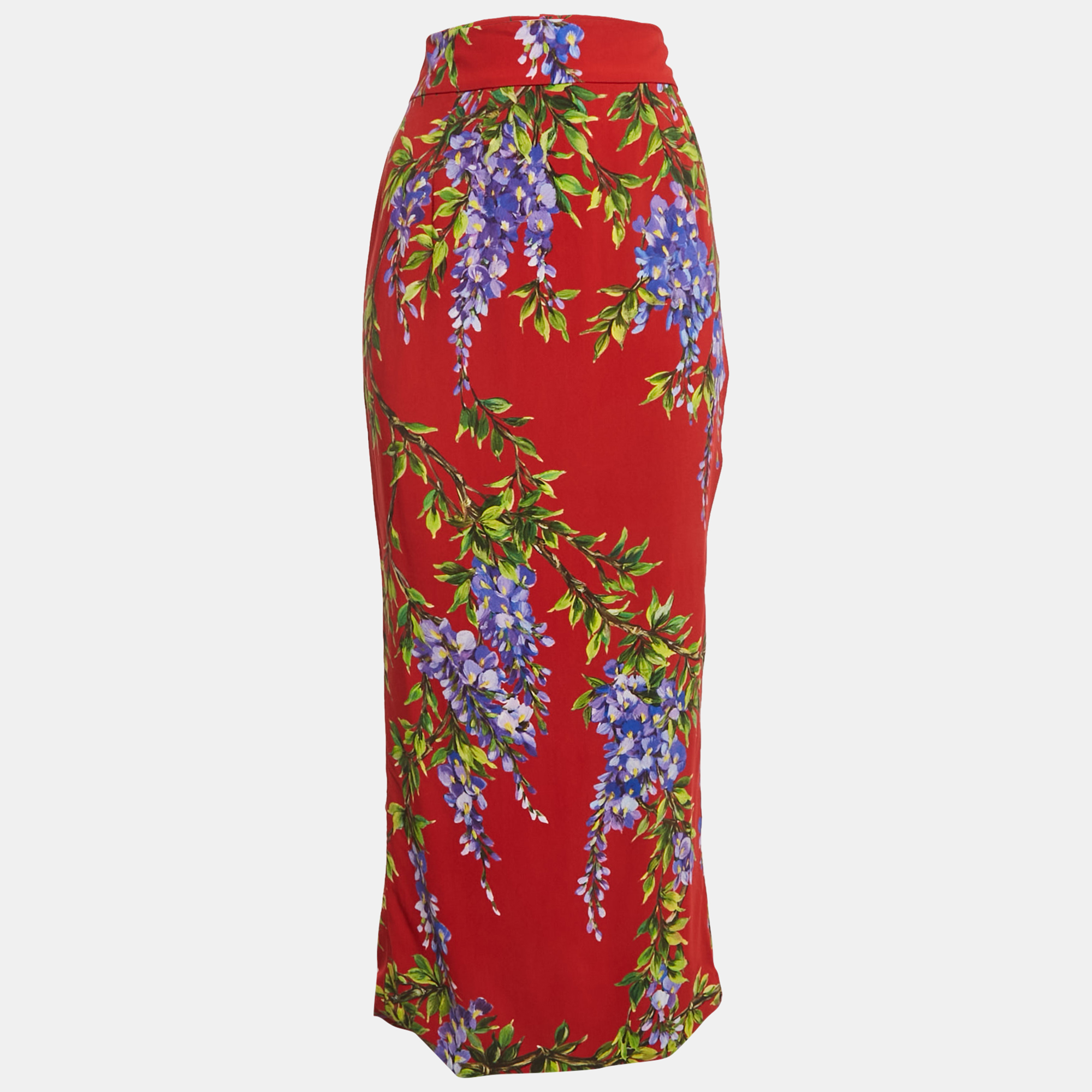 

Dolce & Gabbana Red Floral Print Crepe Floral Print Maxi Skirt M
