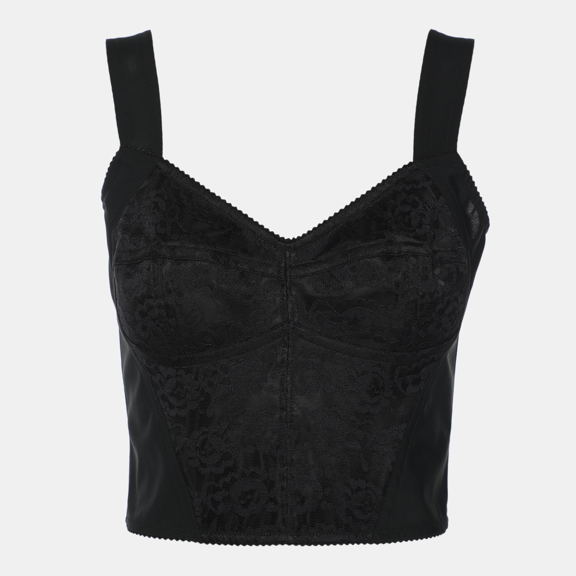 

Dolce & Gabbana Black Jersey Lace Crop Tank Top S