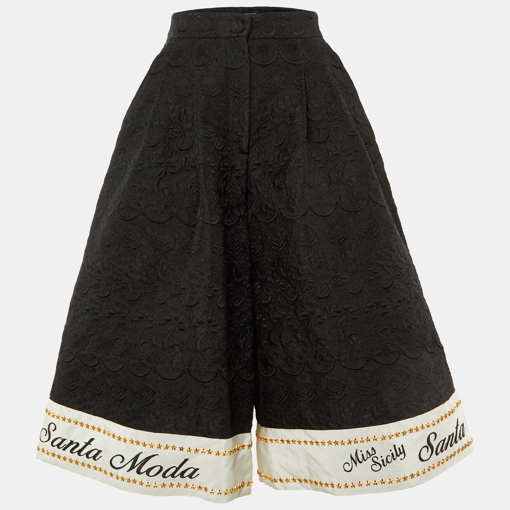 

Dolce & Gabbana Black Jacquard Star Studded Culottes S