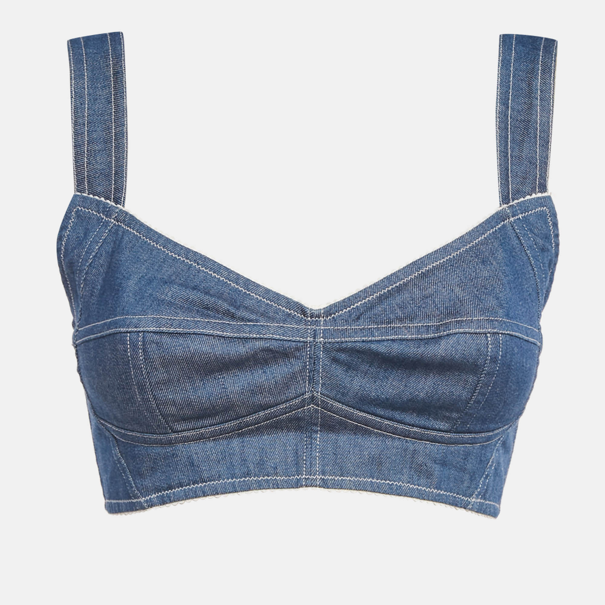 

Dolce & Gabbana Blue Denim Bustier Top S