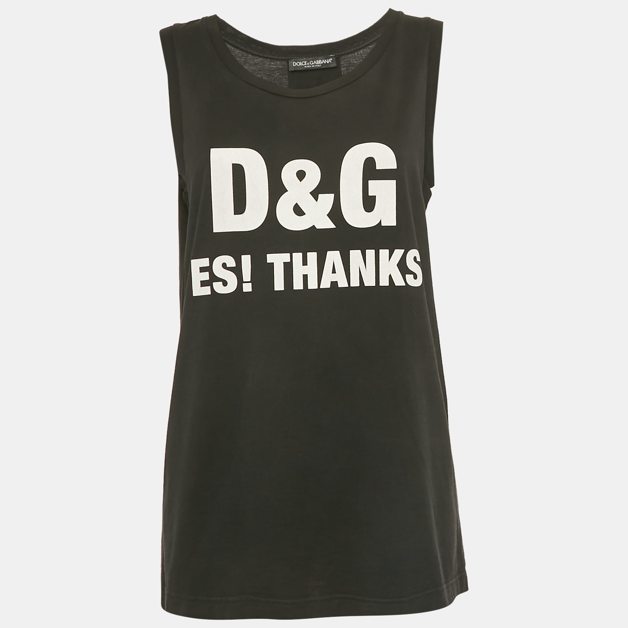 

Dolce & Gabbana Black Printed Cotton Tank Top S