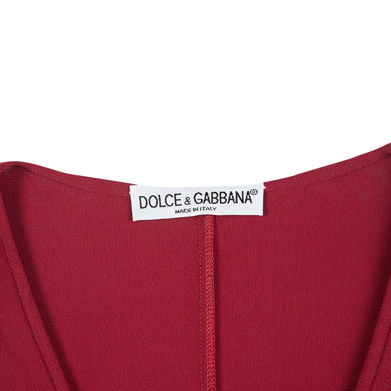 Pre-owned Dolce & Gabbana Red Knit Sleeveless V Neck Tunic S