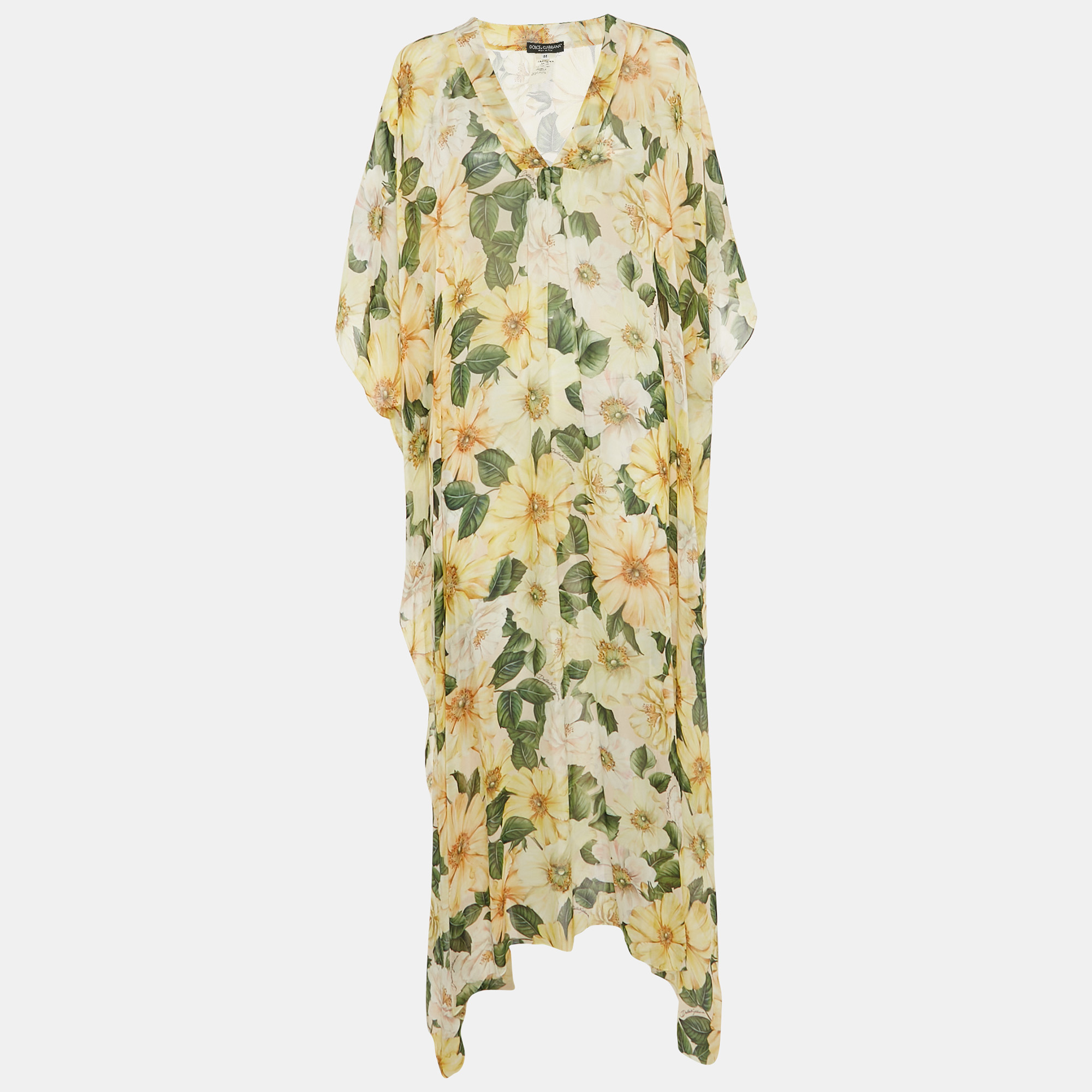 

Dolce & Gabbana Multicolor Camellia Print Silk Kaftan Dress M
