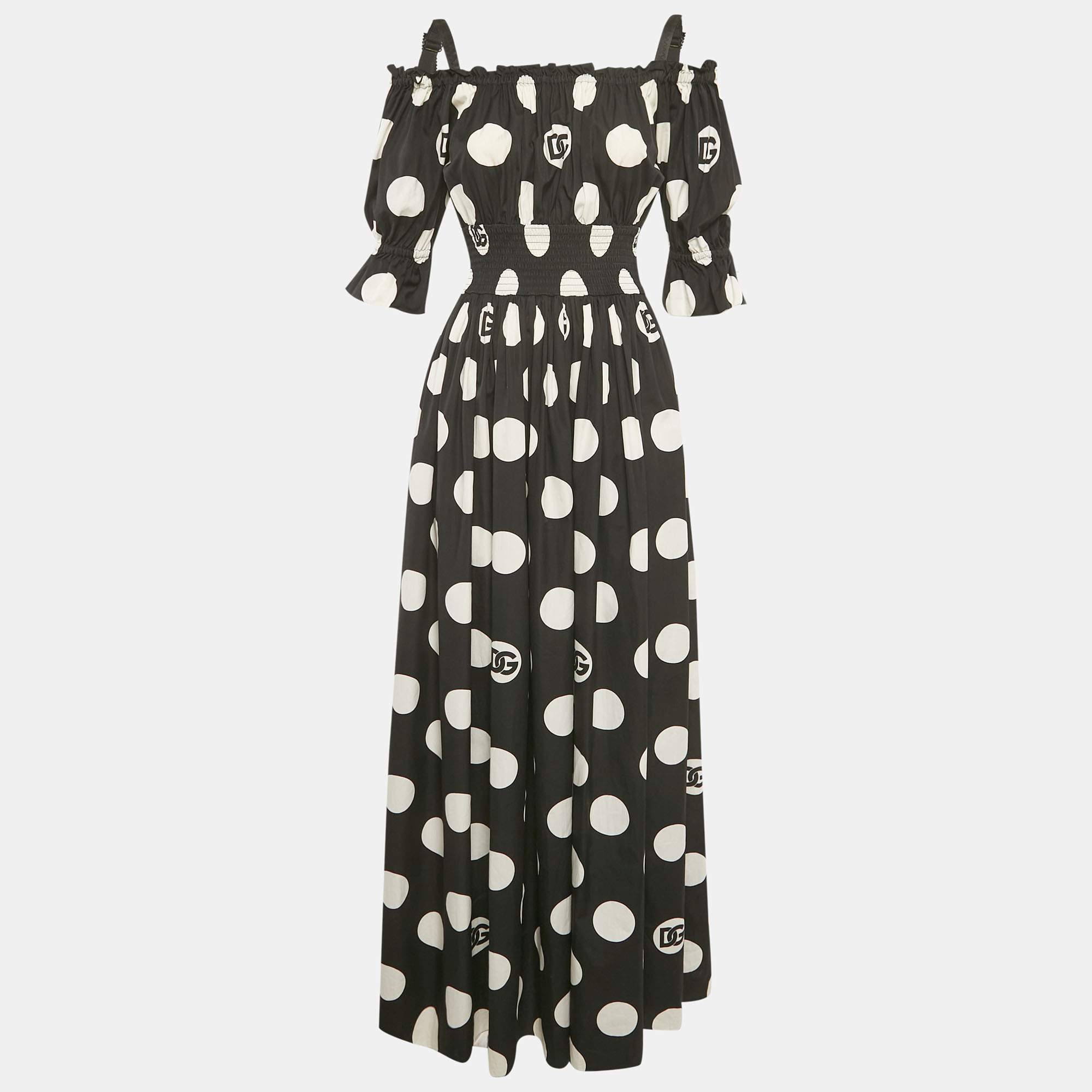 

Dolce & Gabbana Black Polka Dot Cotton Maxi Dress XS