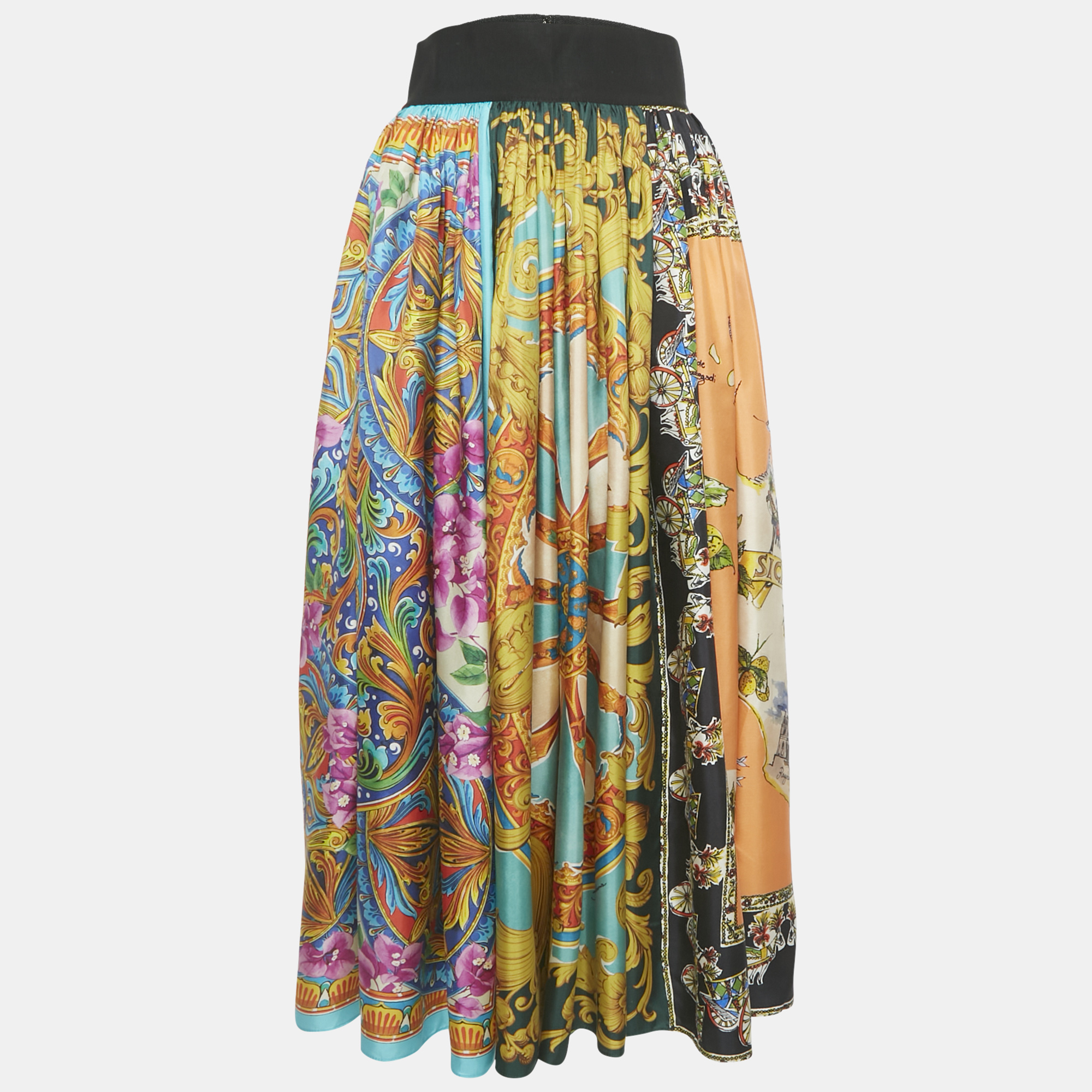 

Dolce & Gabbana Multicolor Printed Silk Maxi Skirt S