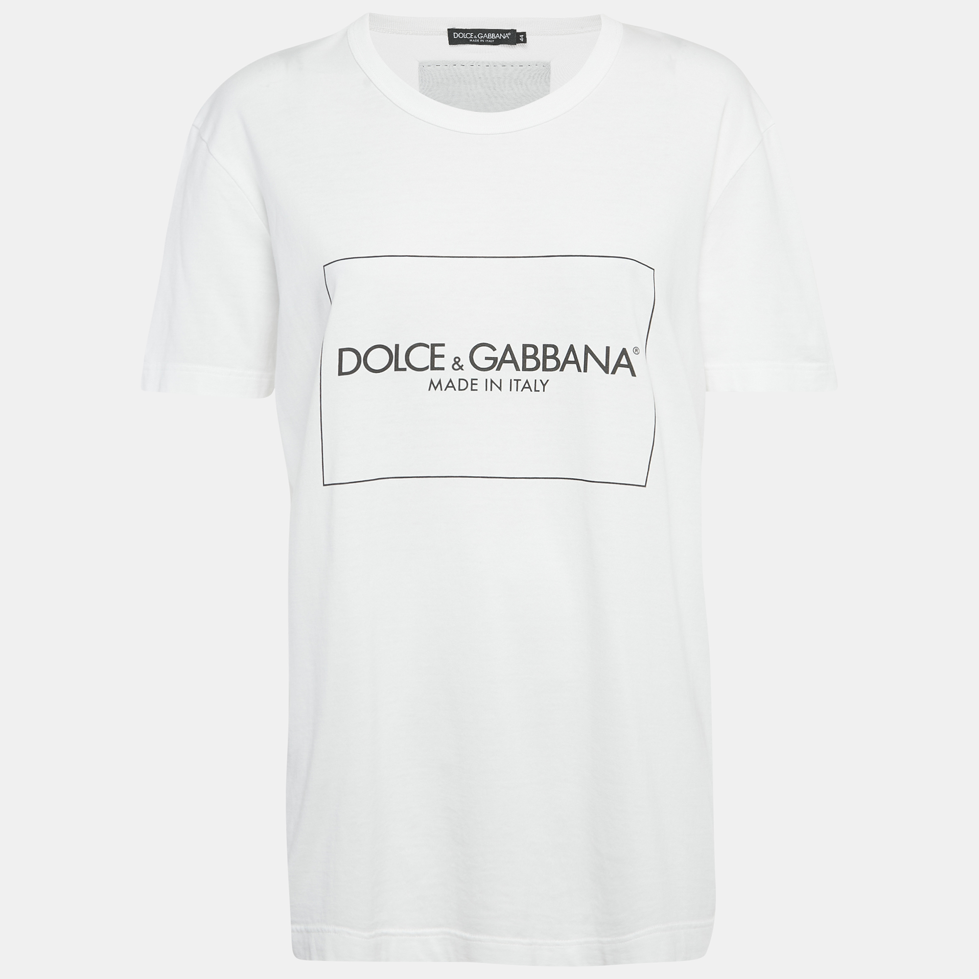 Dolce & Gabbana White Logo Print Jersey T-Shirt M