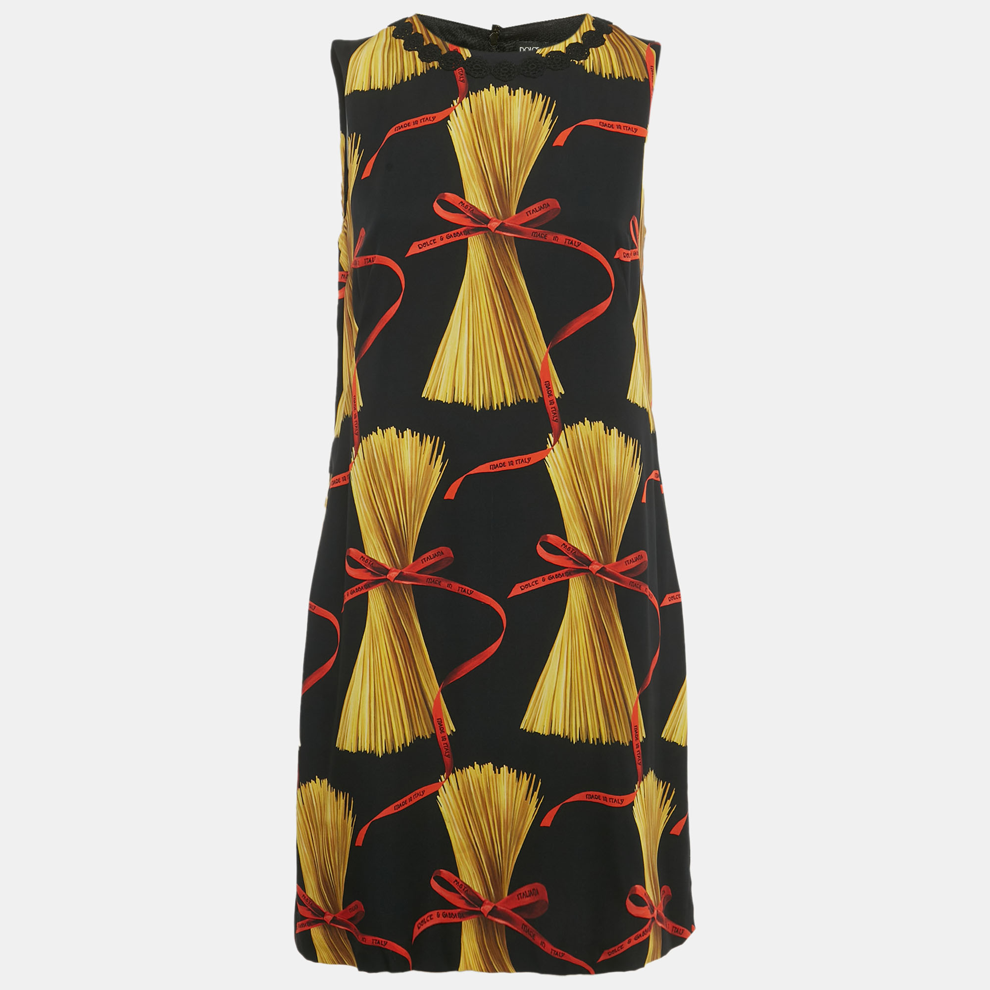 

Dolce & Gabbana Black Printed Crepe Mini Dress M