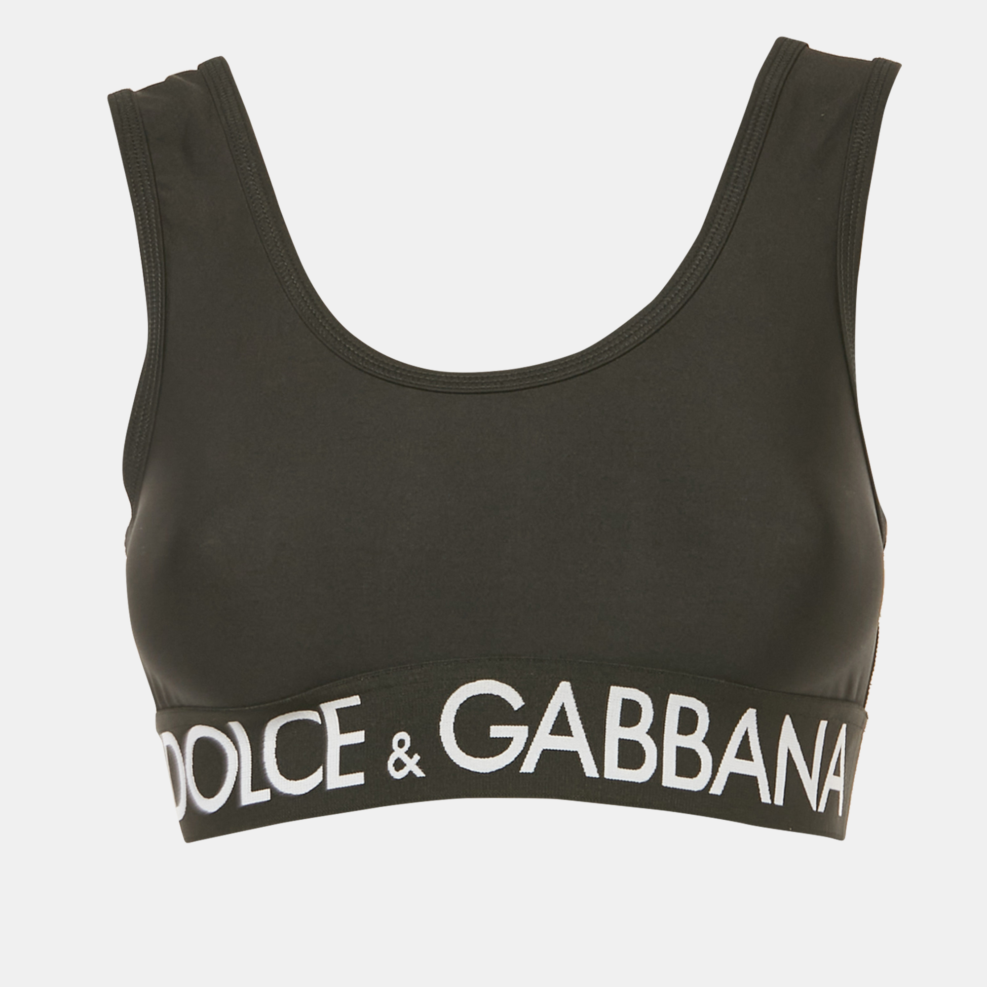 

Dolce & Gabbana Exclusive Black Logo Band Jersey Sporty Top S