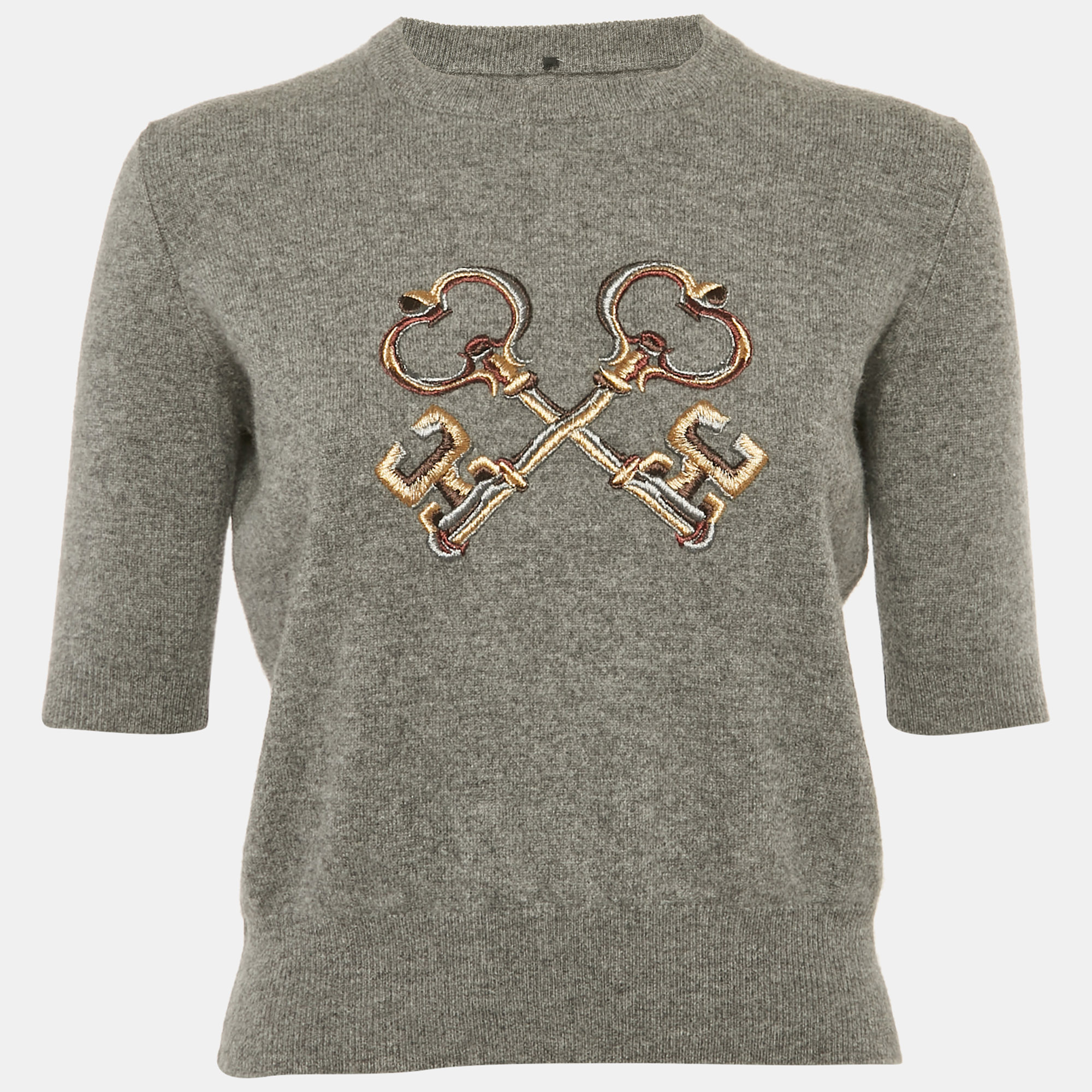 

Dolce & Gabbana Grey Embroidered Cashmere Sweater S