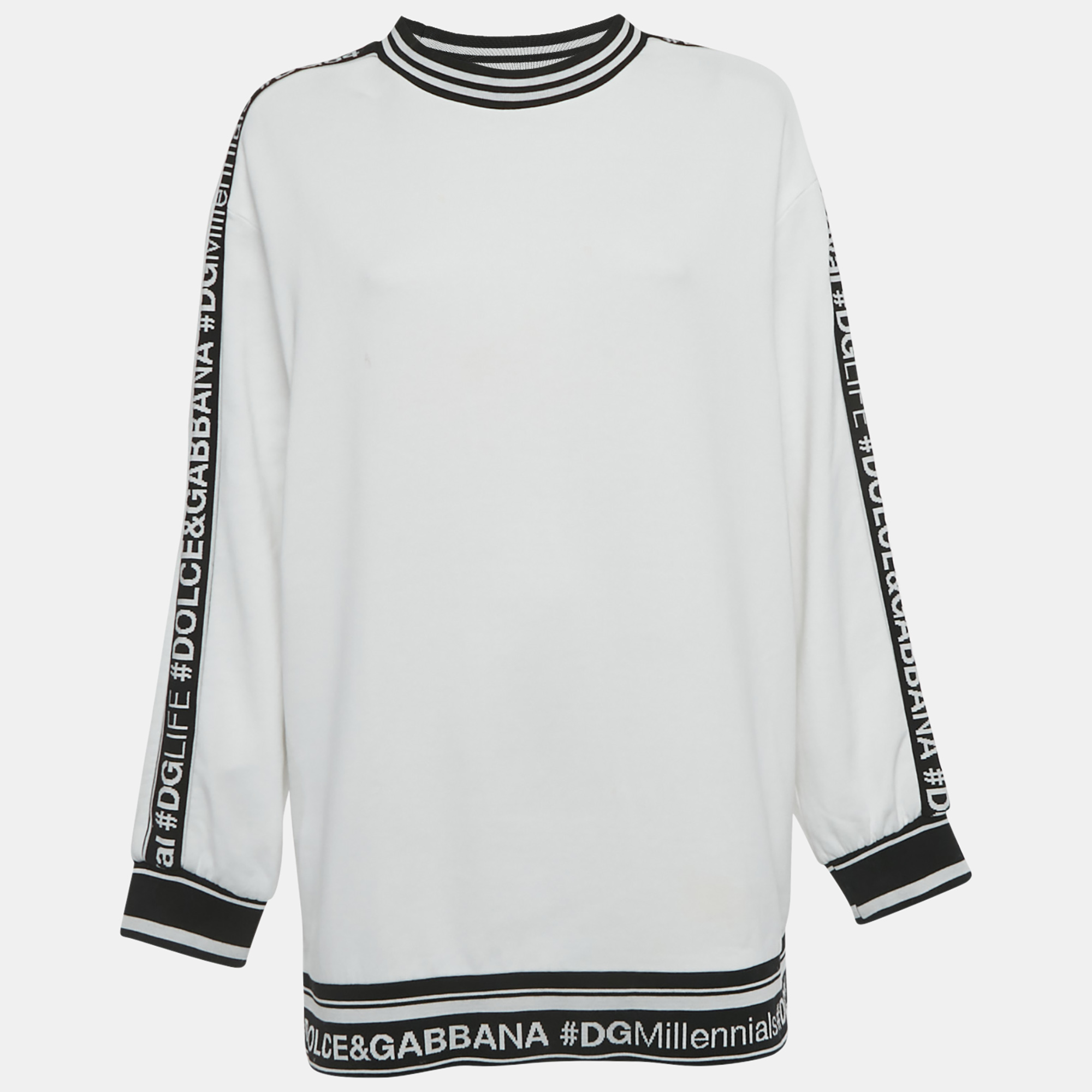 

Dolce & Gabbana White Band Logo Cotton Sweatshirt M