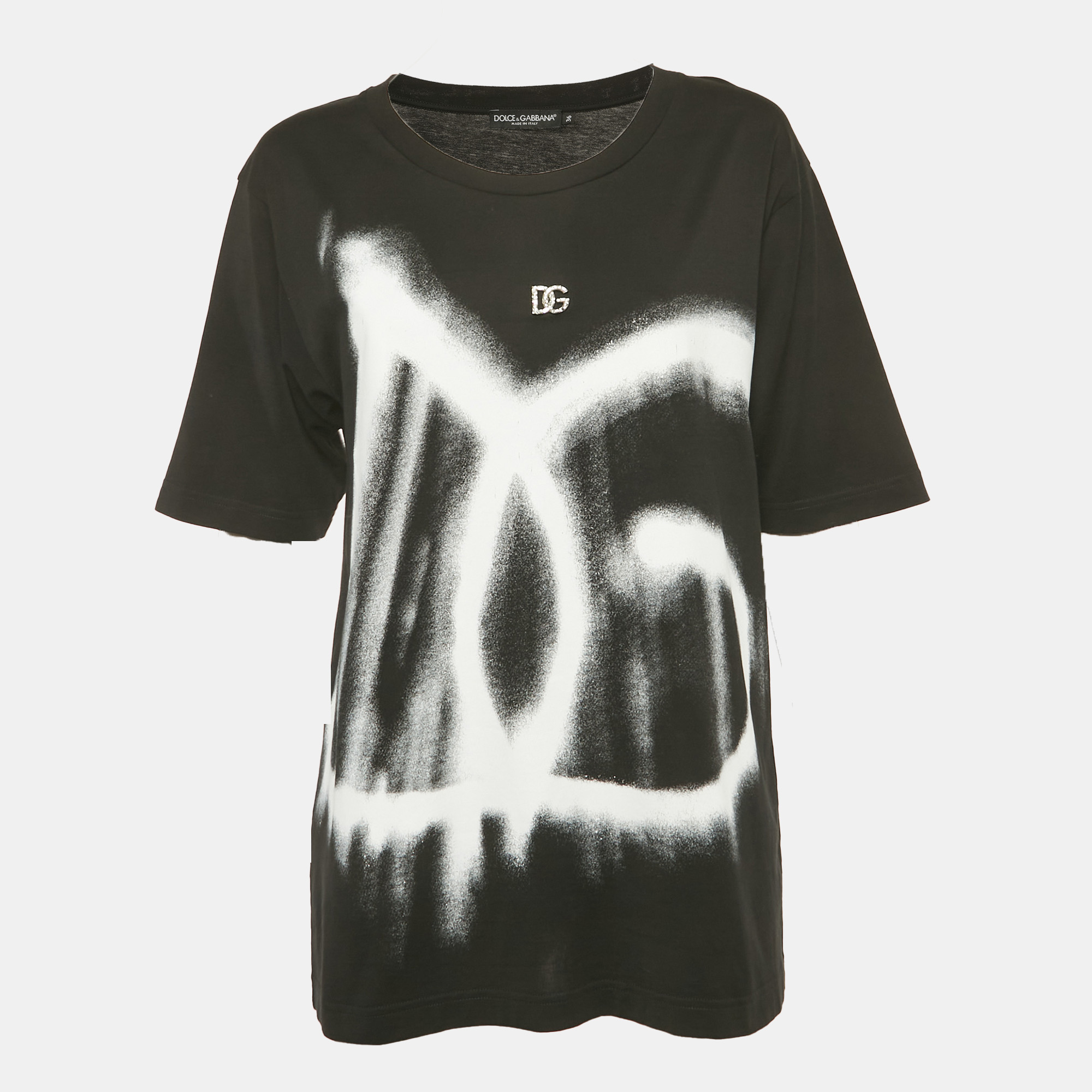 

Dolce & Gabbana Black Graffiti Logo Oversized T-Shirt XS