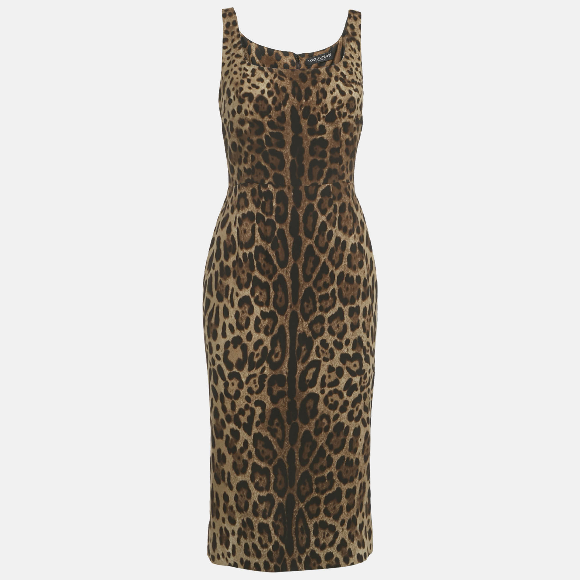 

Dolce & Gabbana Brown Leopard Print Silk Midi Dress M