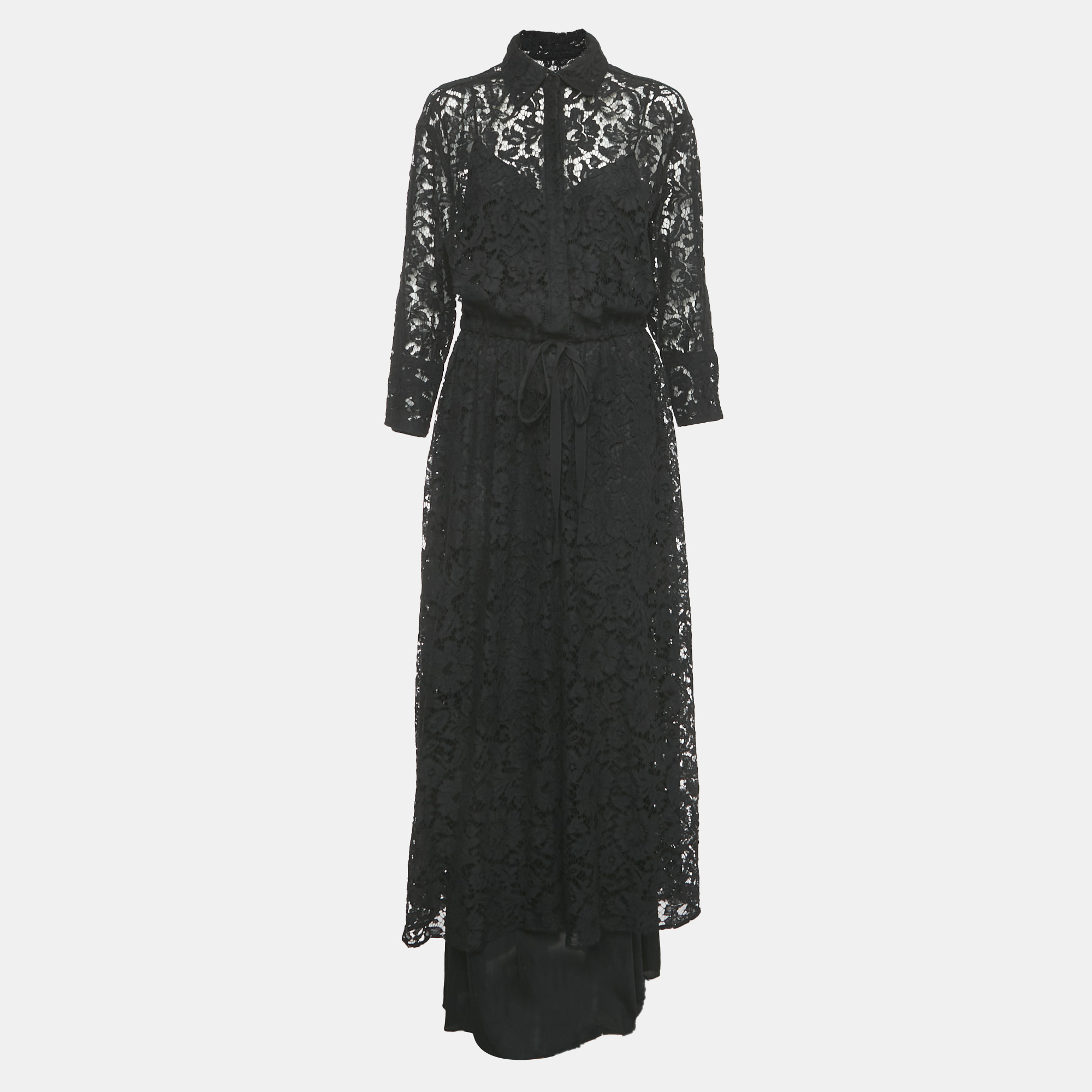 

Valentino Lace Maxi Shirt Dress L, Black
