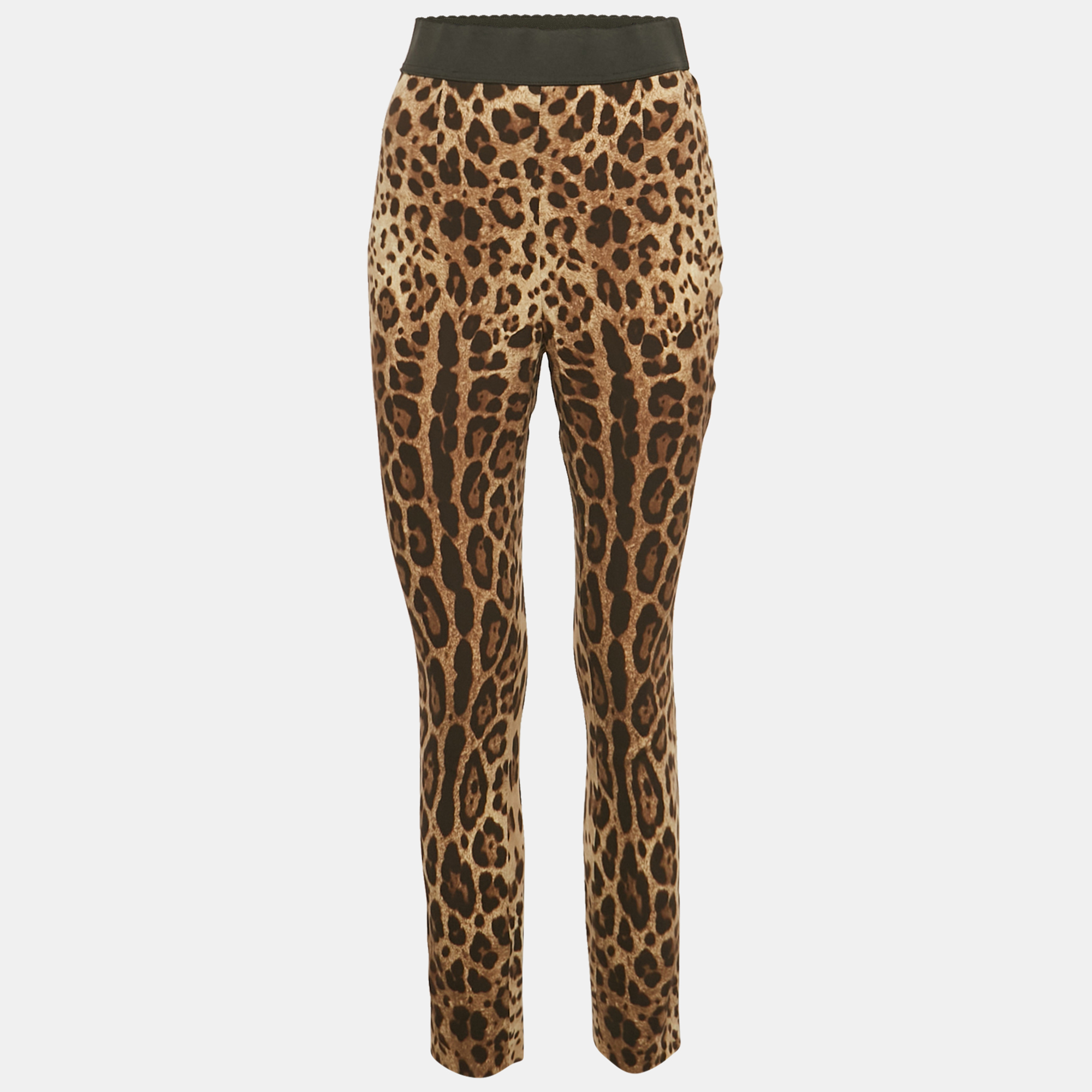 

Dolce & Gabbana Brown Animal Printed Silk Pants S