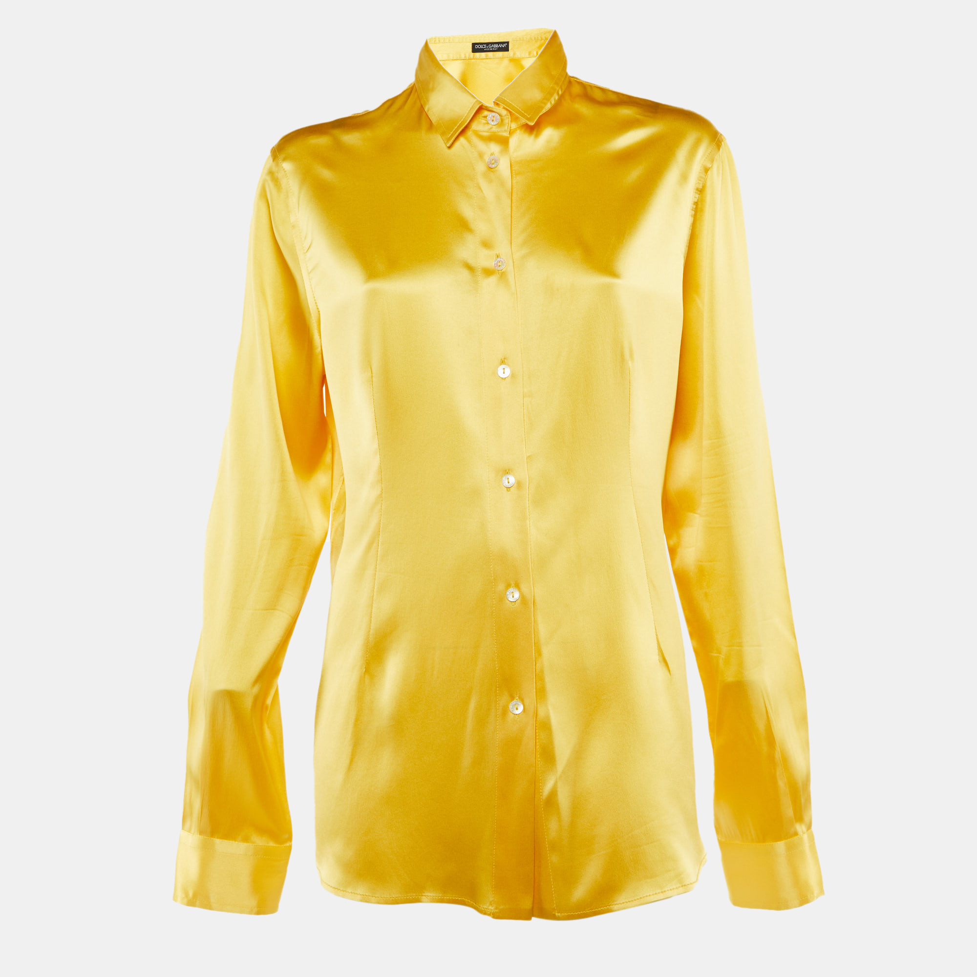 

Dolce & Gabbana Yellow Silk Button Down Blouse L