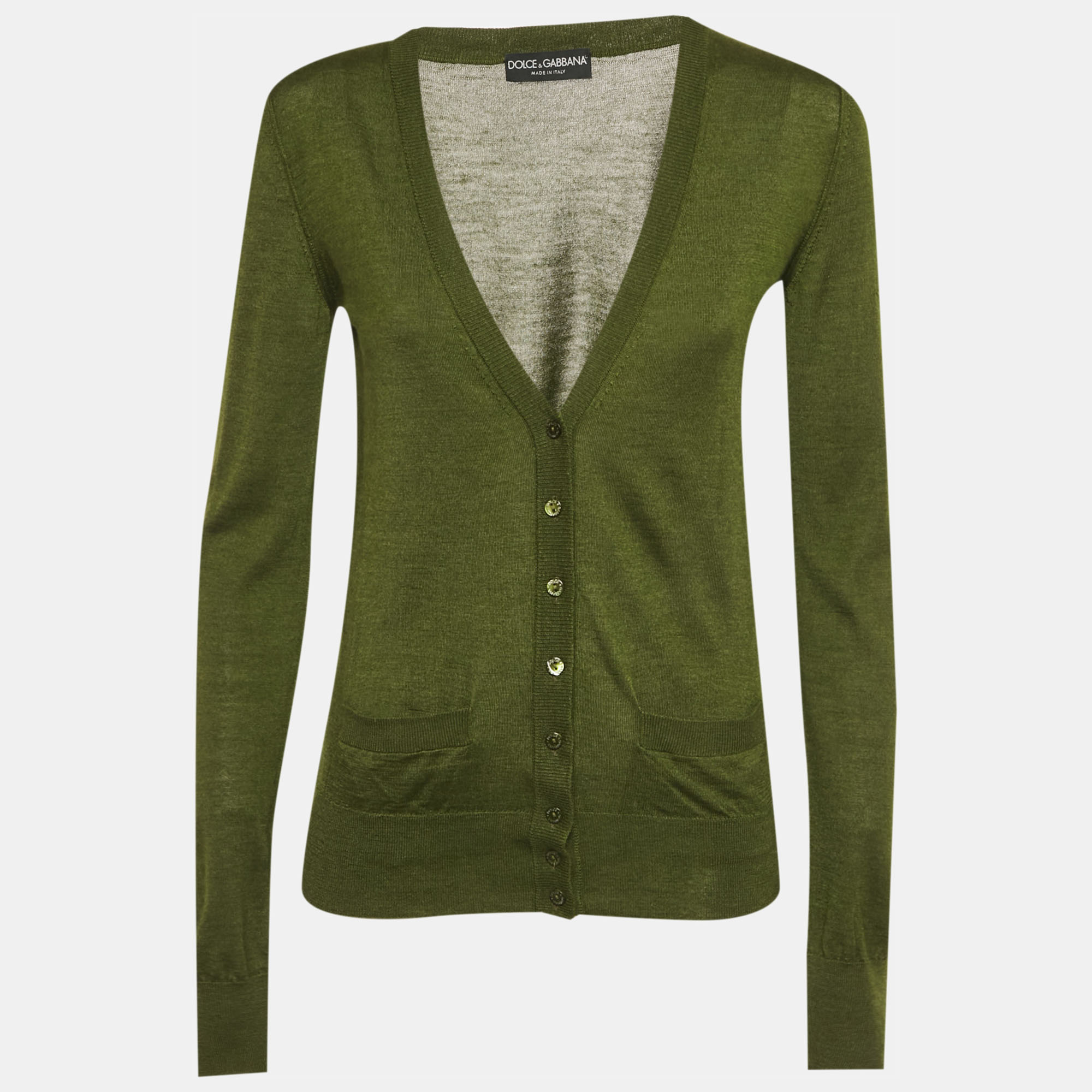 

Dolce & Gabbana Olive Green Wool Blend Cardigan M