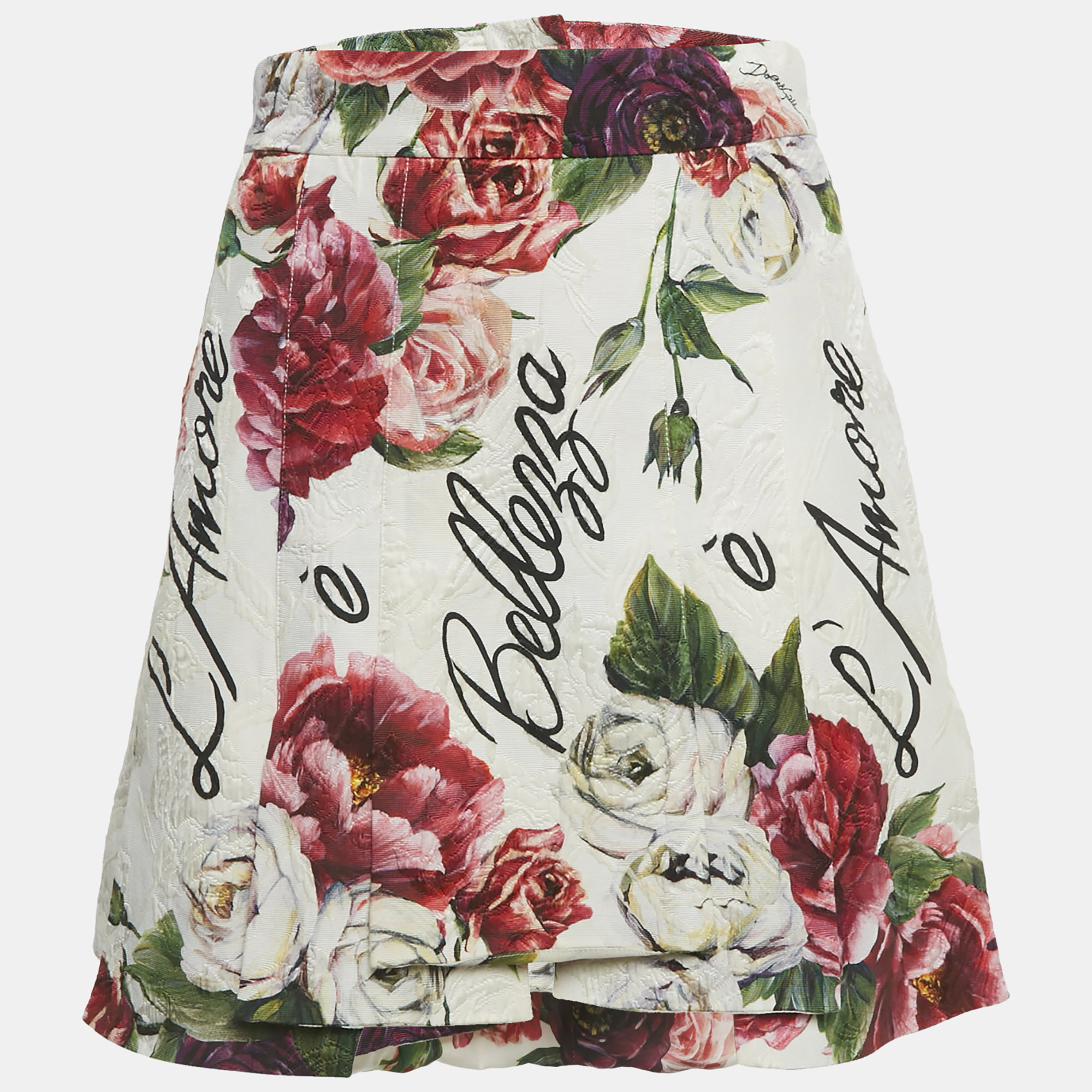 

Dolce & Gabbana Multicolor Floral Print Jacquard Pleated Mini Skirt S