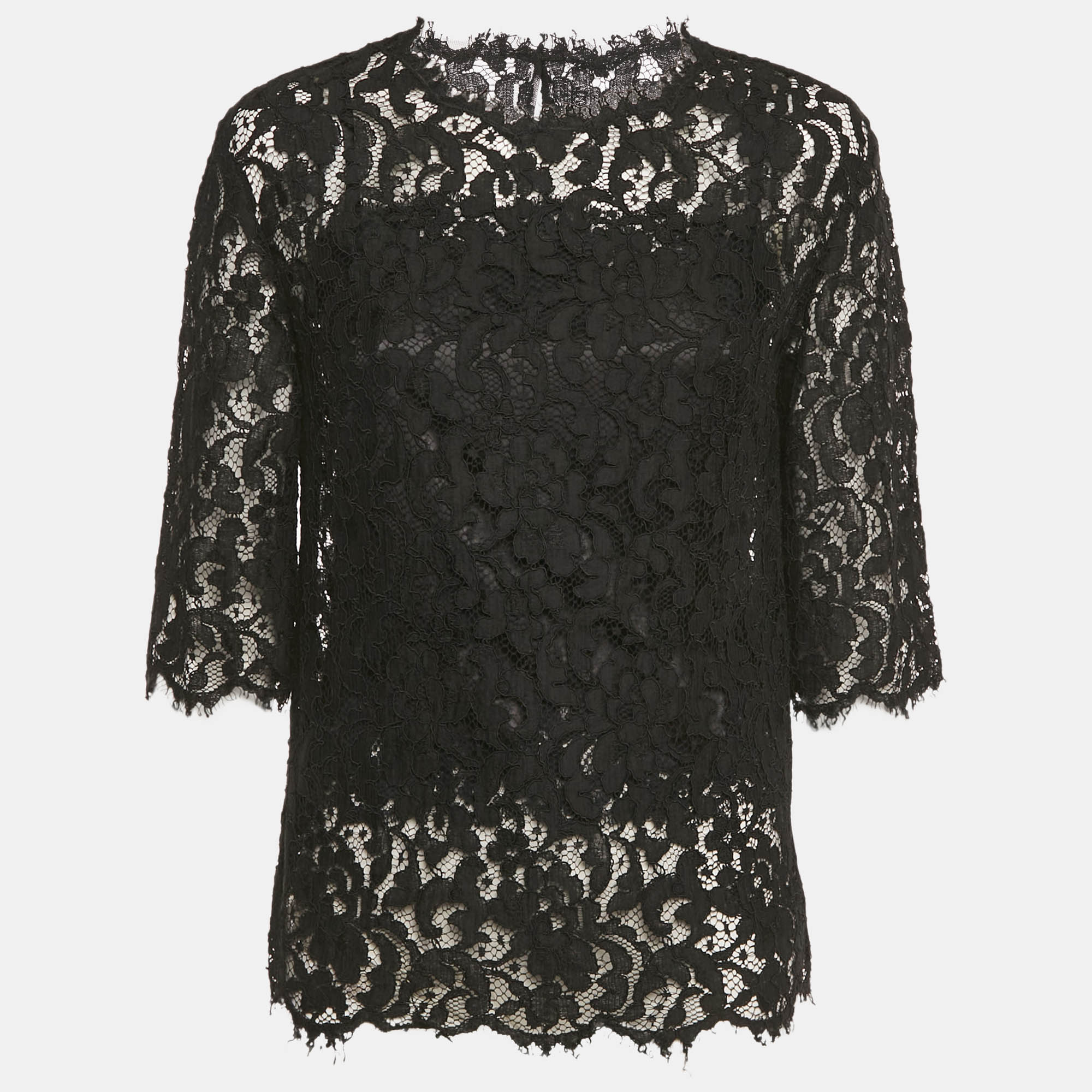 

Dolce & Gabbana Black Lace Short Sleeve Top M