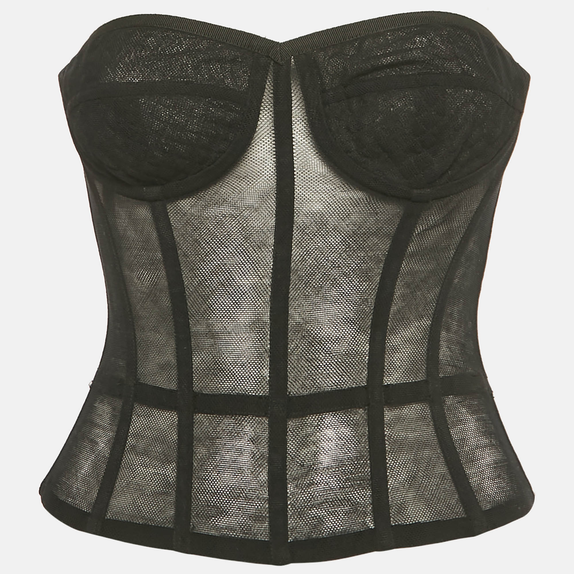 

Dolce & Gabbana Black Stretch Mesh Sheer Corset Top S