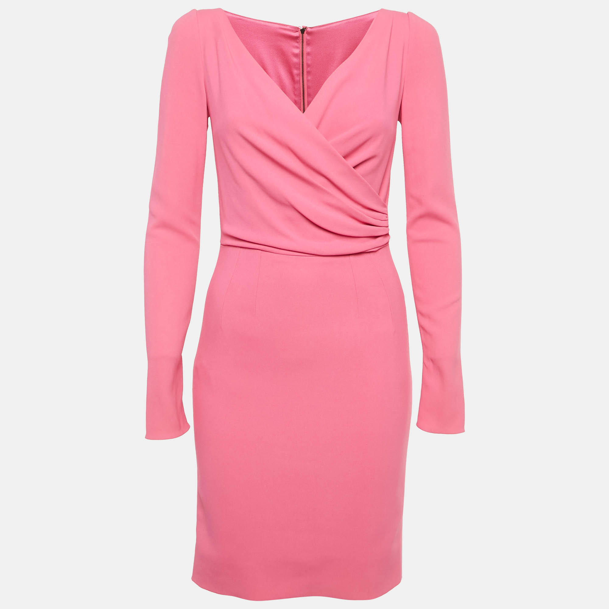 

Dolce & Gabbana Pink Crepe Crossover Neck Mini Dress S