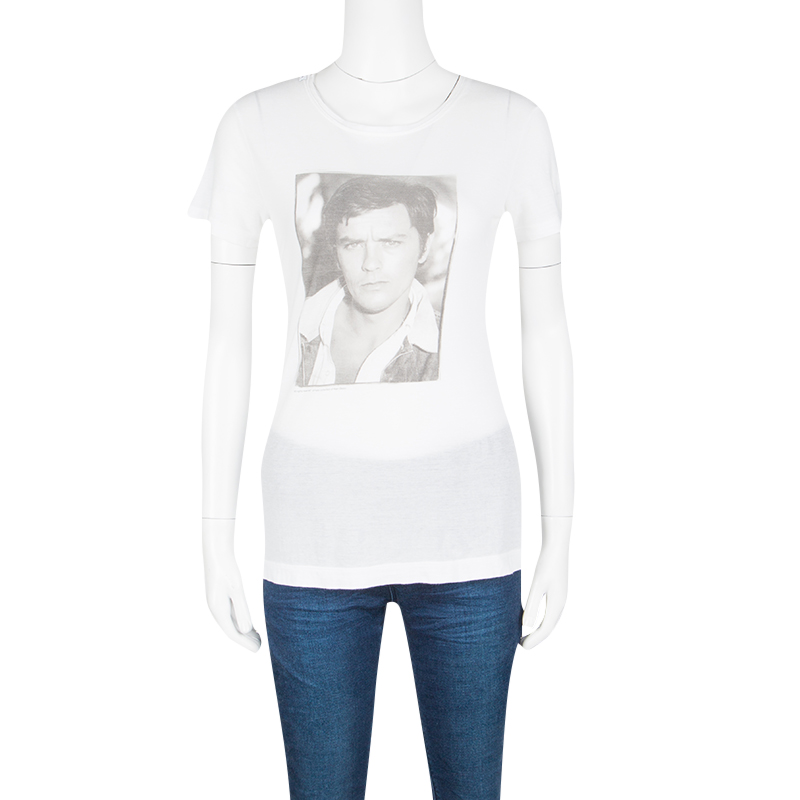 

Dolce and Gabbana White Alain Delon Print Short Sleeve T-Shirt