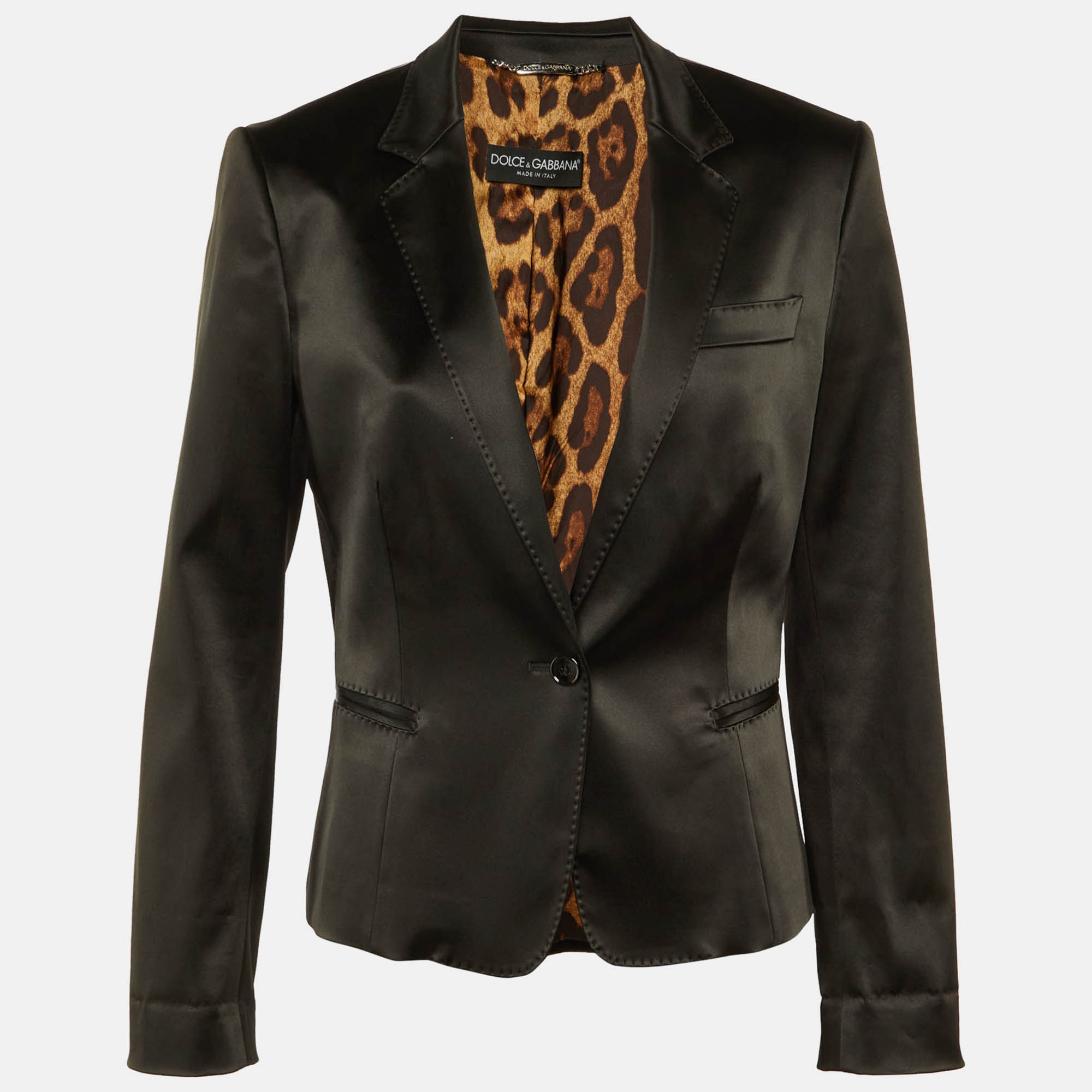 

Dolce & Gabbana Black Satin Single Breasted Blazer M